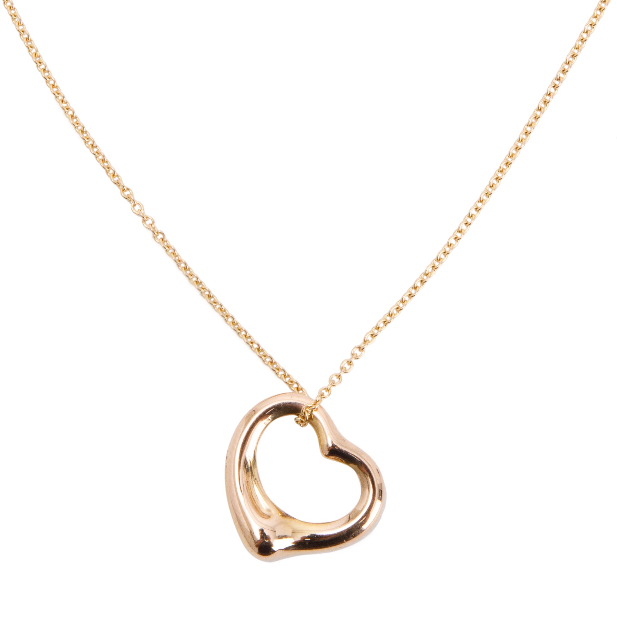 Tiffany & Co. 18k Rose Gold Elsa Peretti Open Heart Pendant Necklace, 16mm