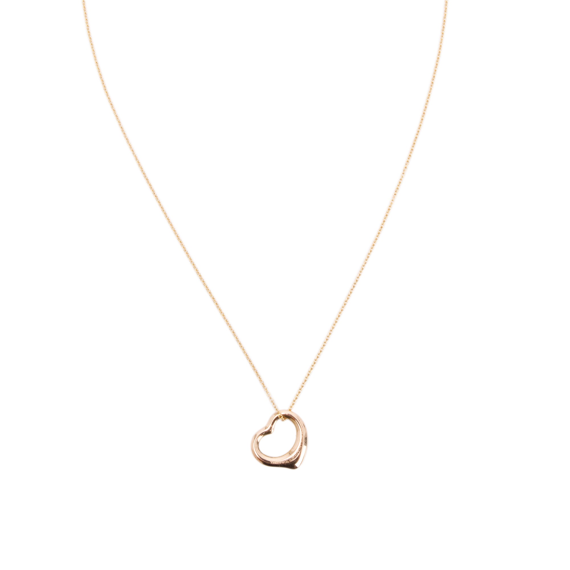 Tiffany & Co. 18k Rose Gold Elsa Peretti Open Heart Pendant Necklace, 16mm