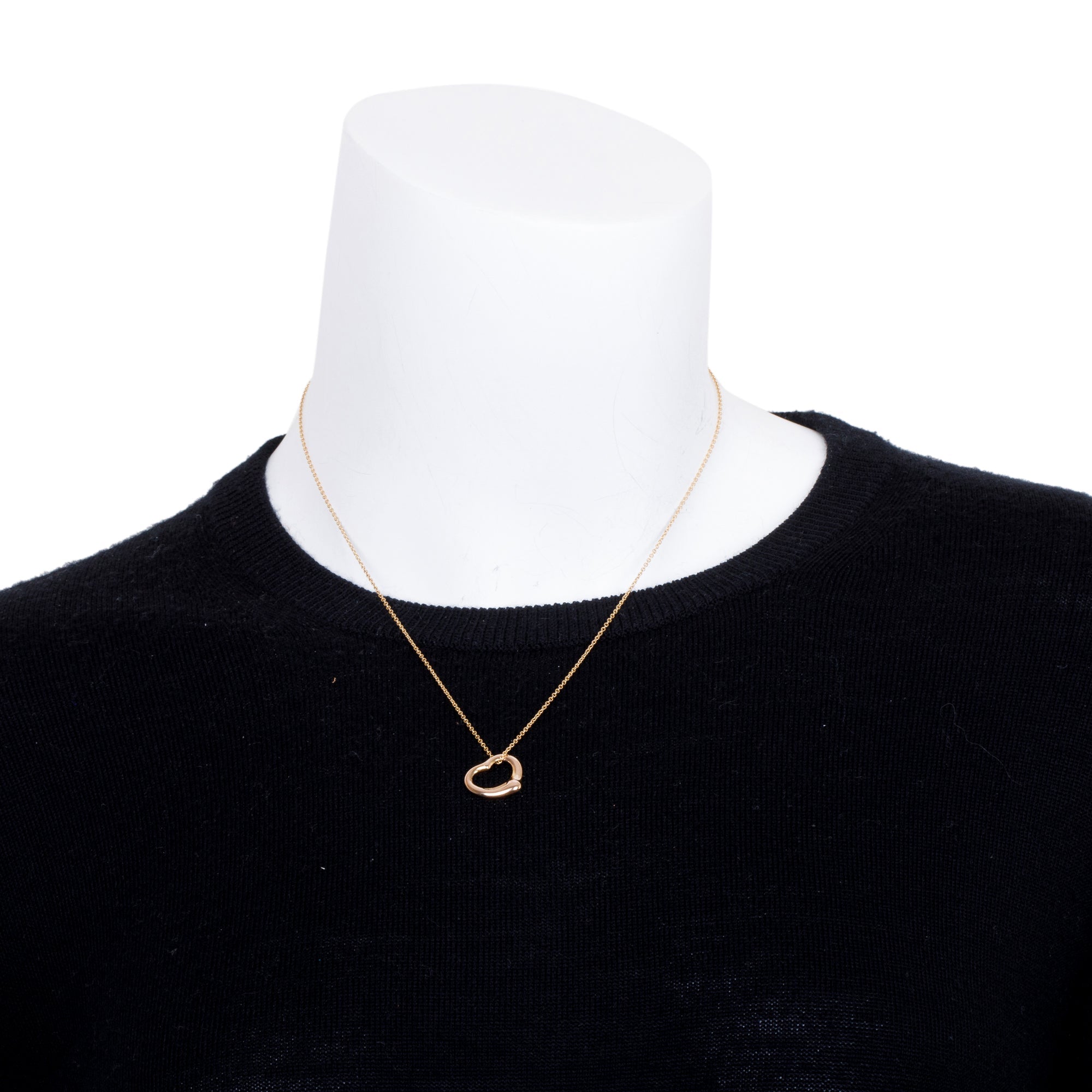 Tiffany & Co. 18k Rose Gold Elsa Peretti Open Heart Pendant Necklace, 16mm