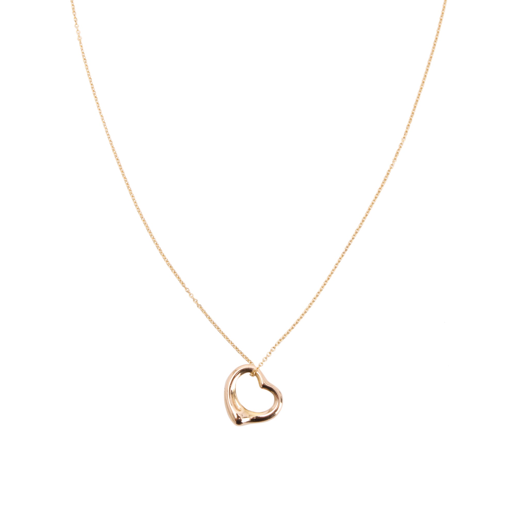 Tiffany & Co. 18k Rose Gold Elsa Peretti Open Heart Pendant Necklace, 16mm