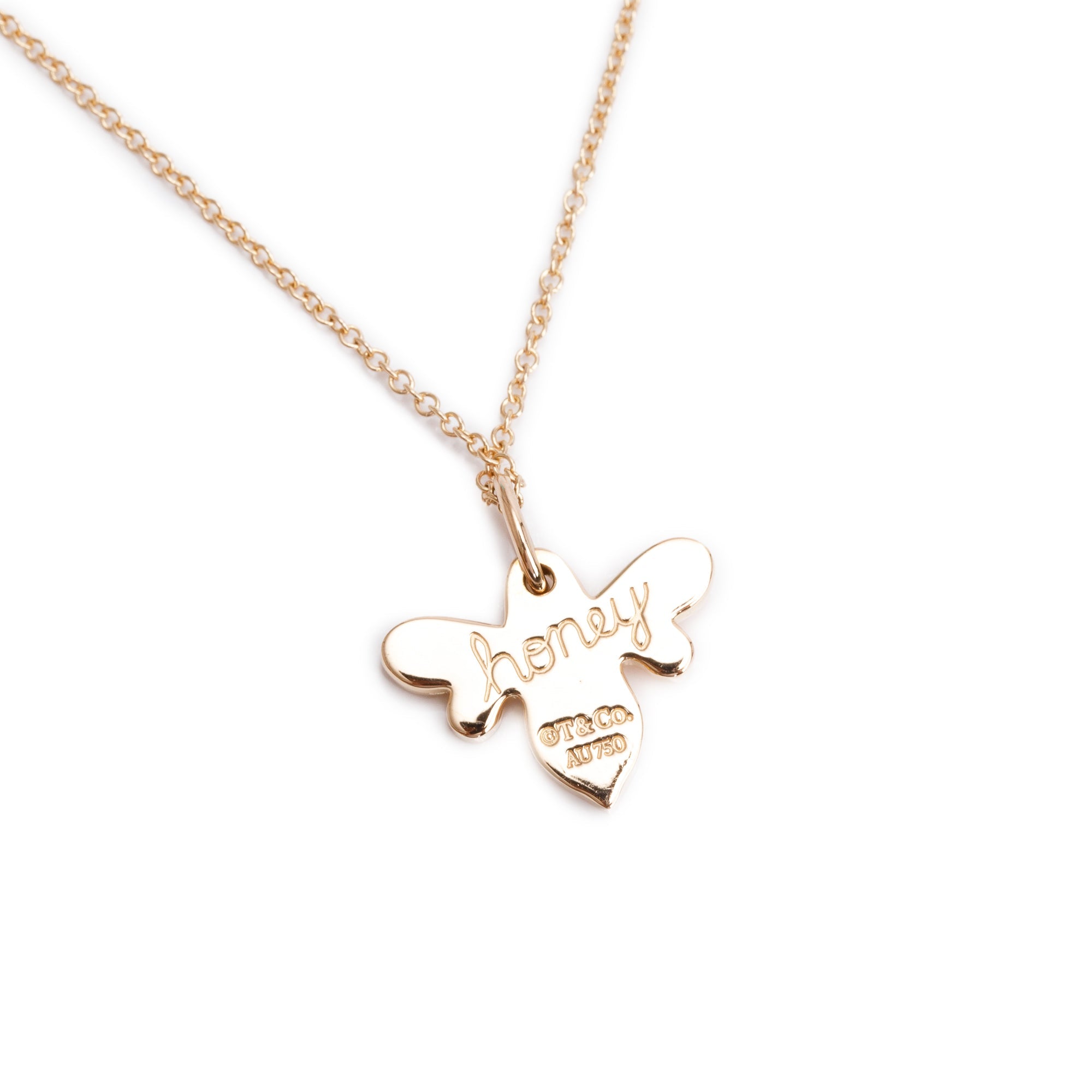 Tiffany & Co. 18k Rose Gold Honey Bee Charm Pendant Necklace w/ Box