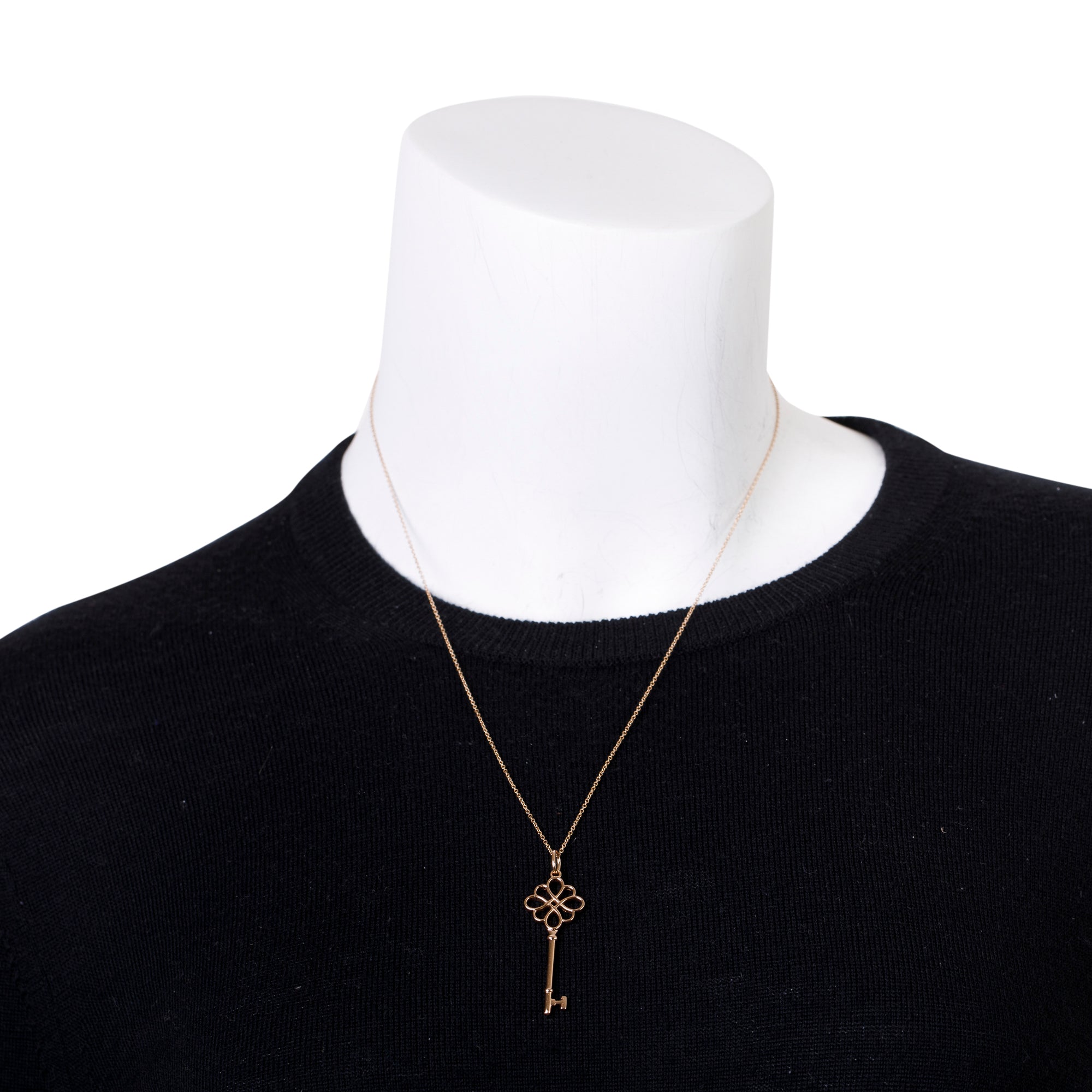 Tiffany & Co. 18k Rose Gold Knot Key Pendant Necklace