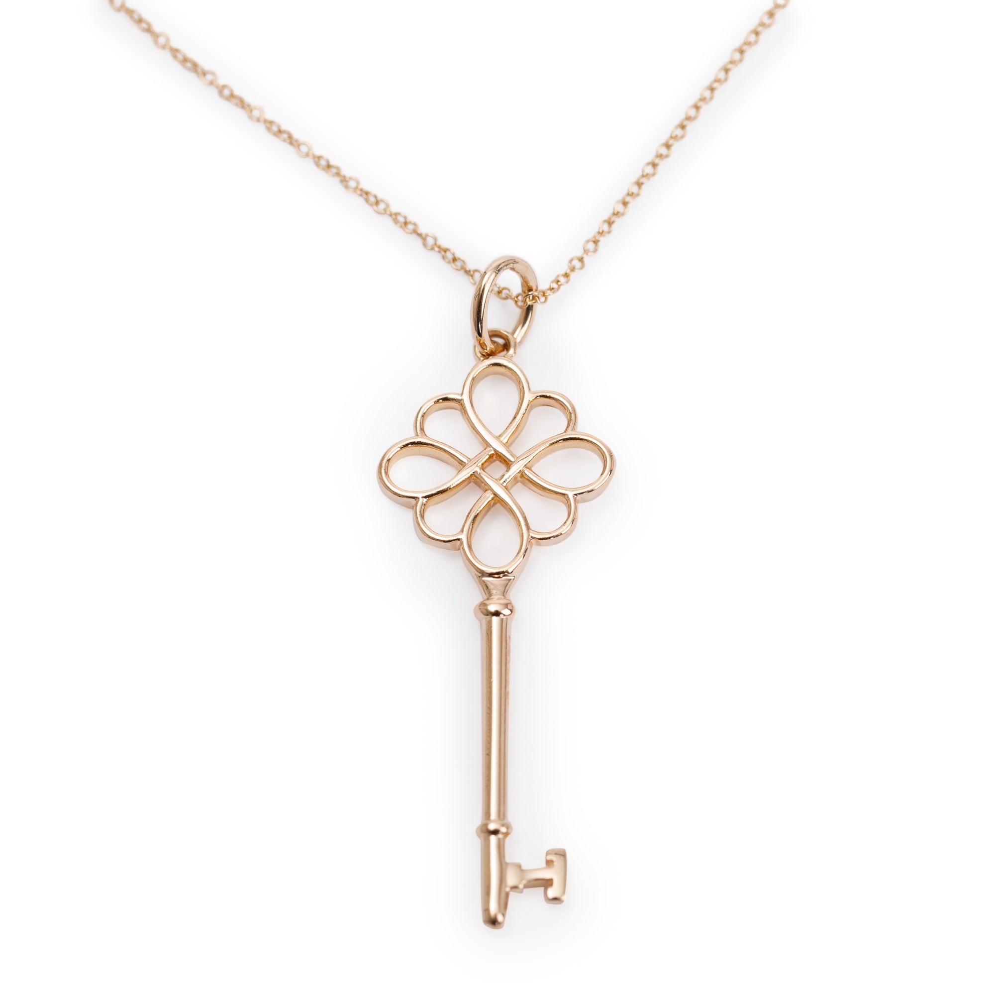 Tiffany & Co. 18k Rose Gold Knot Key Pendant Necklace