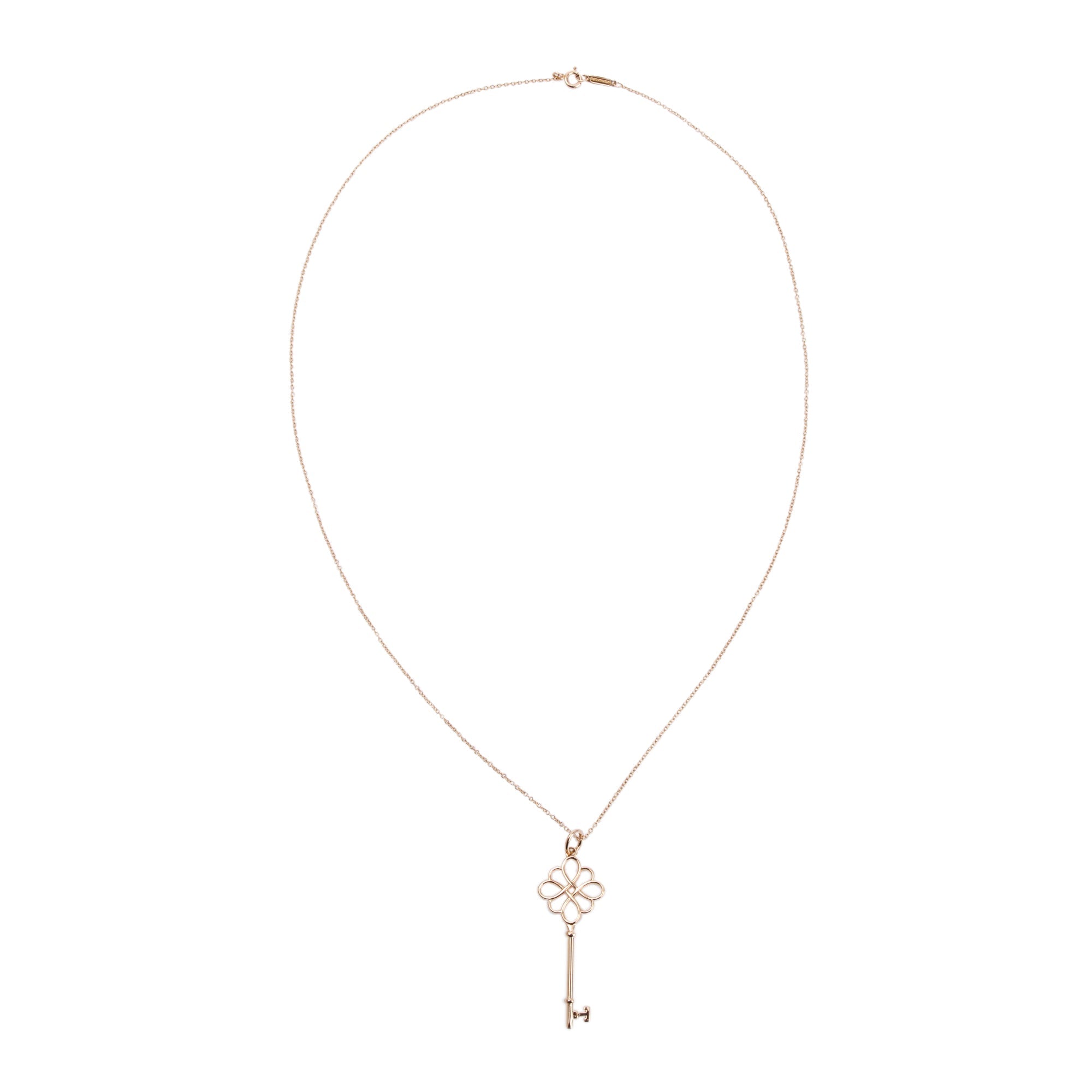 Tiffany & Co. 18k Rose Gold Knot Key Pendant Necklace