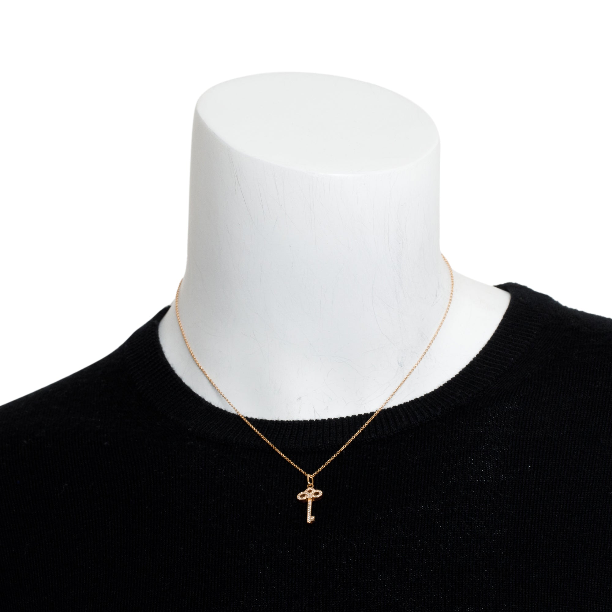 Tiffany & Co. 18k Rose Gold Mini Fleur de Lis Key Pendant Necklace w/ Box