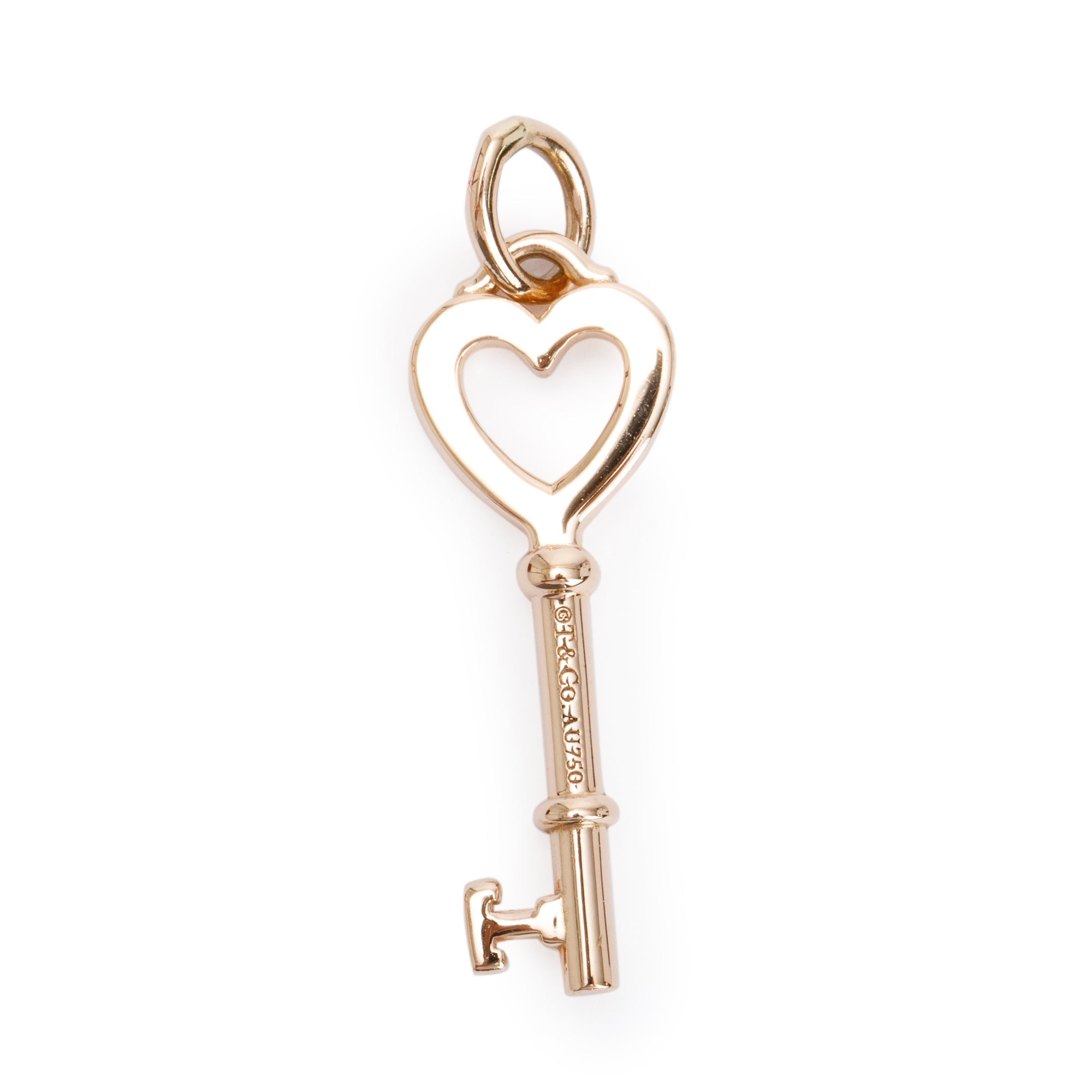 Tiffany & Co. 18k Rose Gold Mini Heart Key Pendant