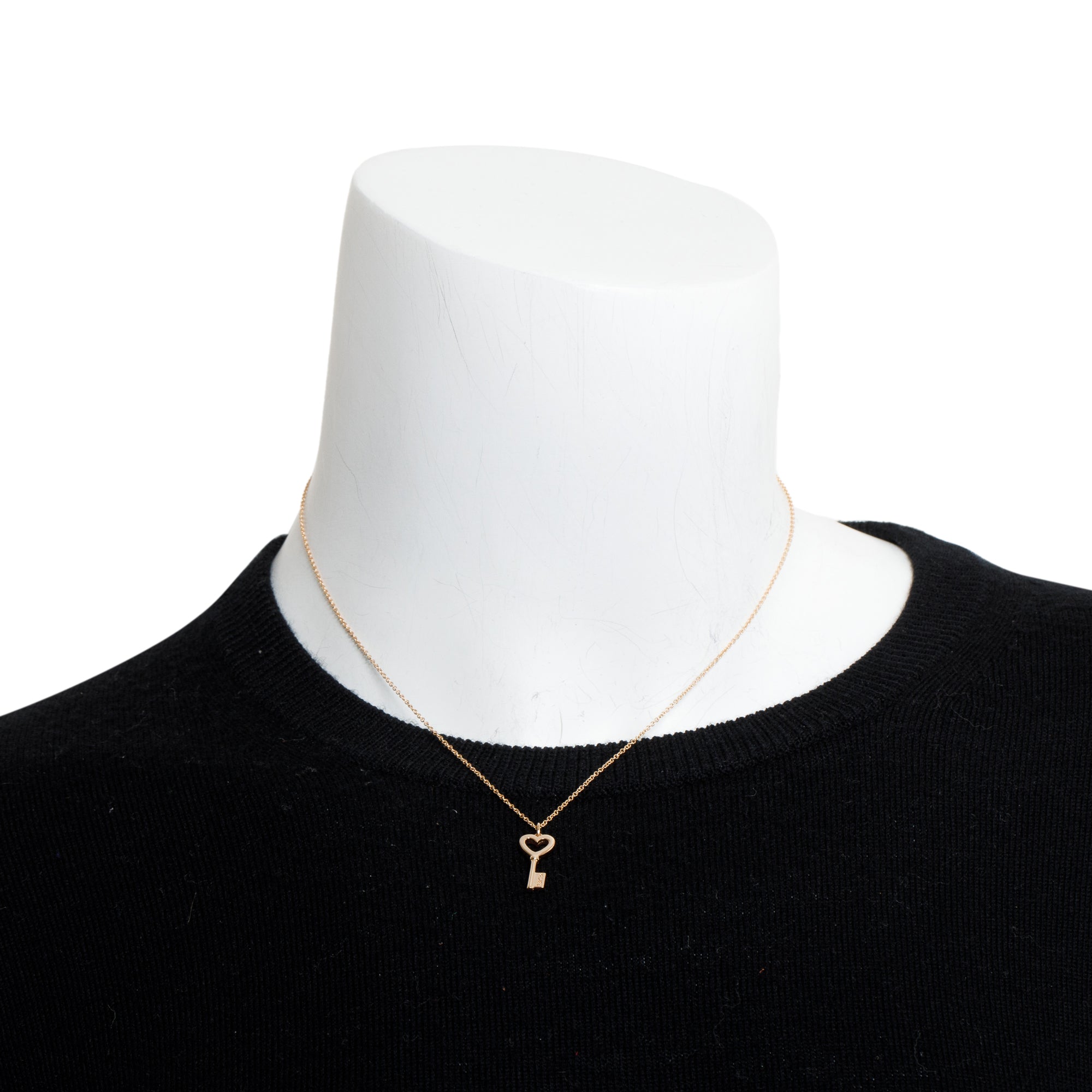Tiffany & Co. 18k Rose Gold Mini Heart Key Pendant Necklace w/ Box