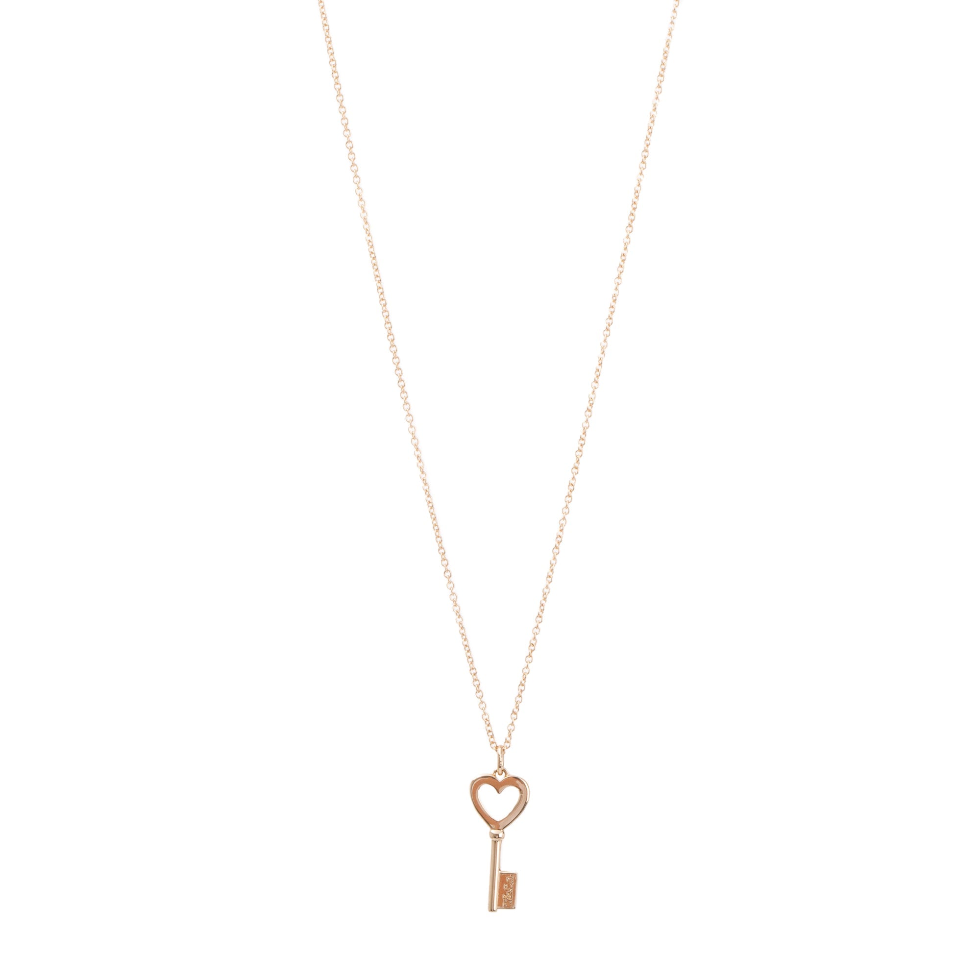 Tiffany & Co. 18k Rose Gold Mini Heart Key Pendant Necklace w/ Box