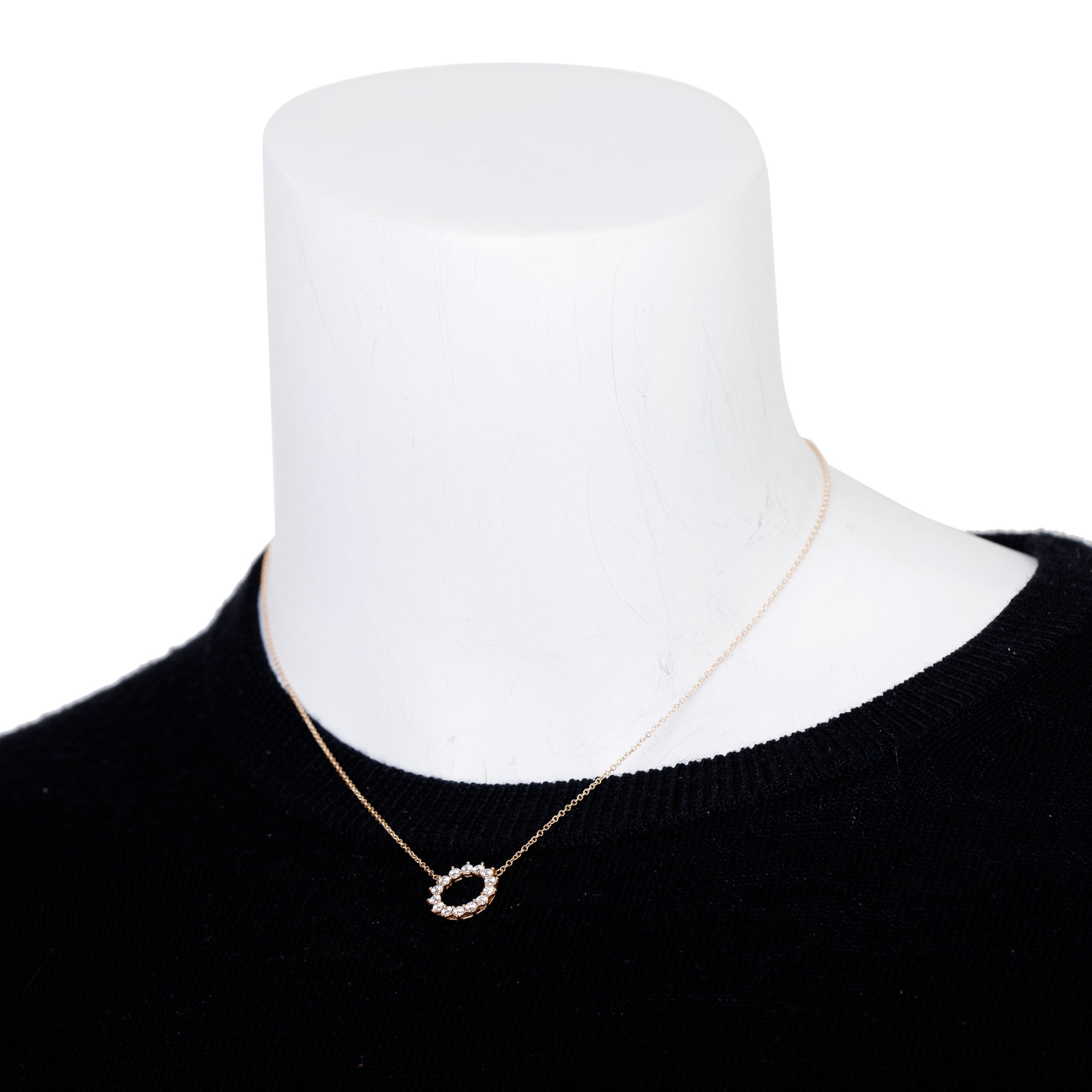 Tiffany & Co. 18k Rose Gold Open Circle Diamond Pendant Necklace, Size Small