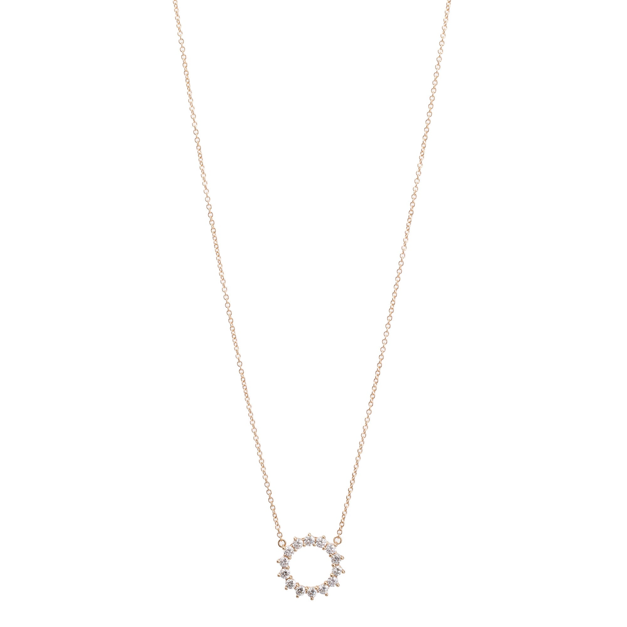 Tiffany & Co. 18k Rose Gold Open Circle Diamond Pendant Necklace, Size Small