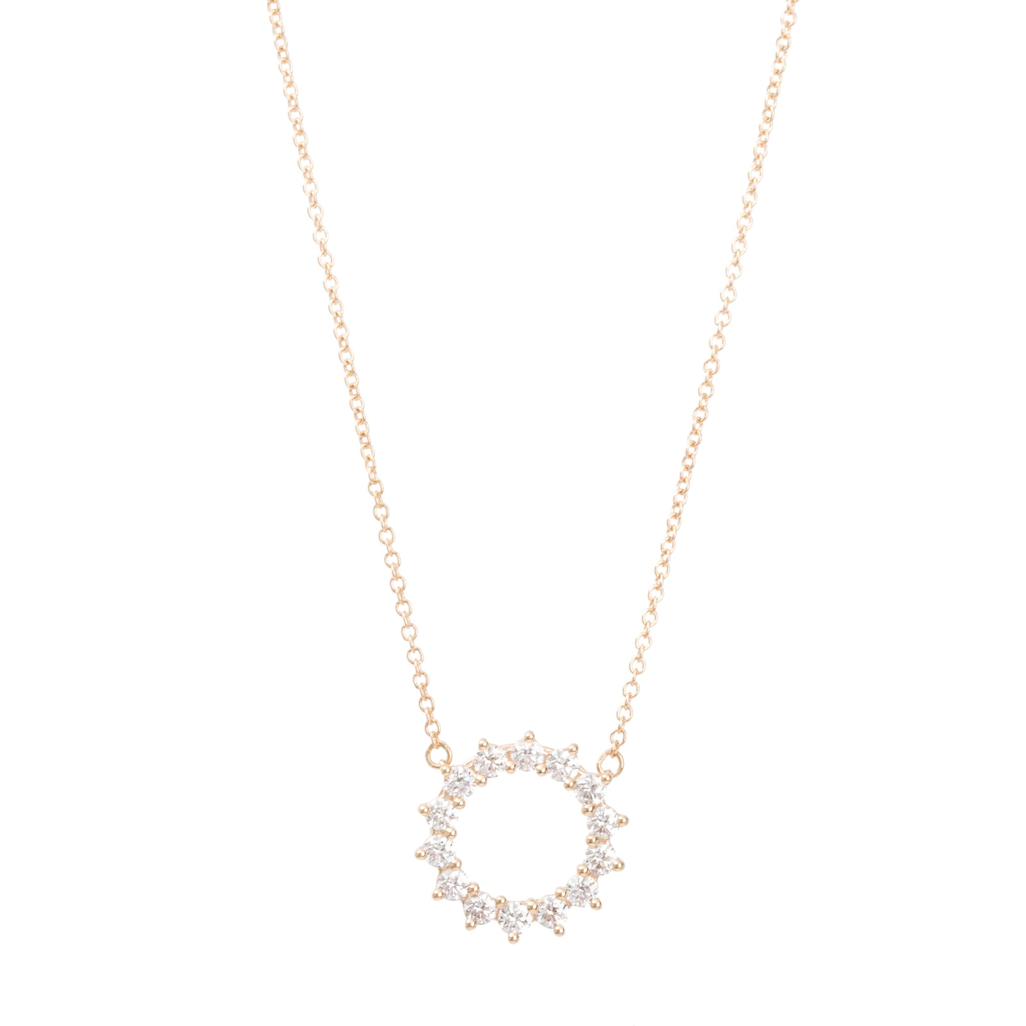 Tiffany & Co. 18k Rose Gold Open Circle Diamond Pendant Necklace, Size Small w/ Box