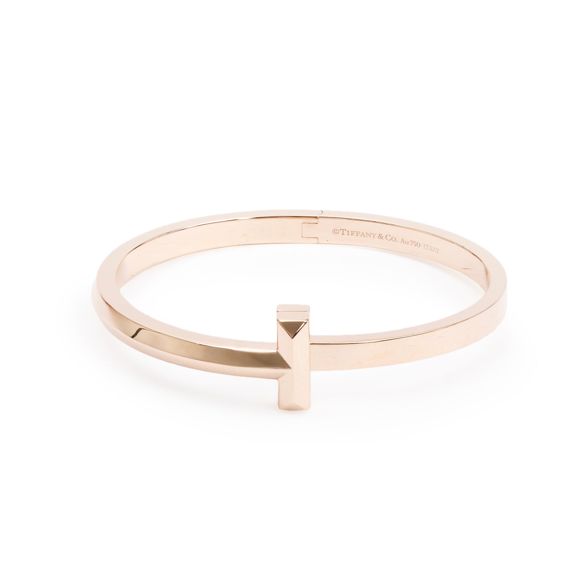 Tiffany & Co. 18k Rose Gold T T1 Wide Hinged Bangle
