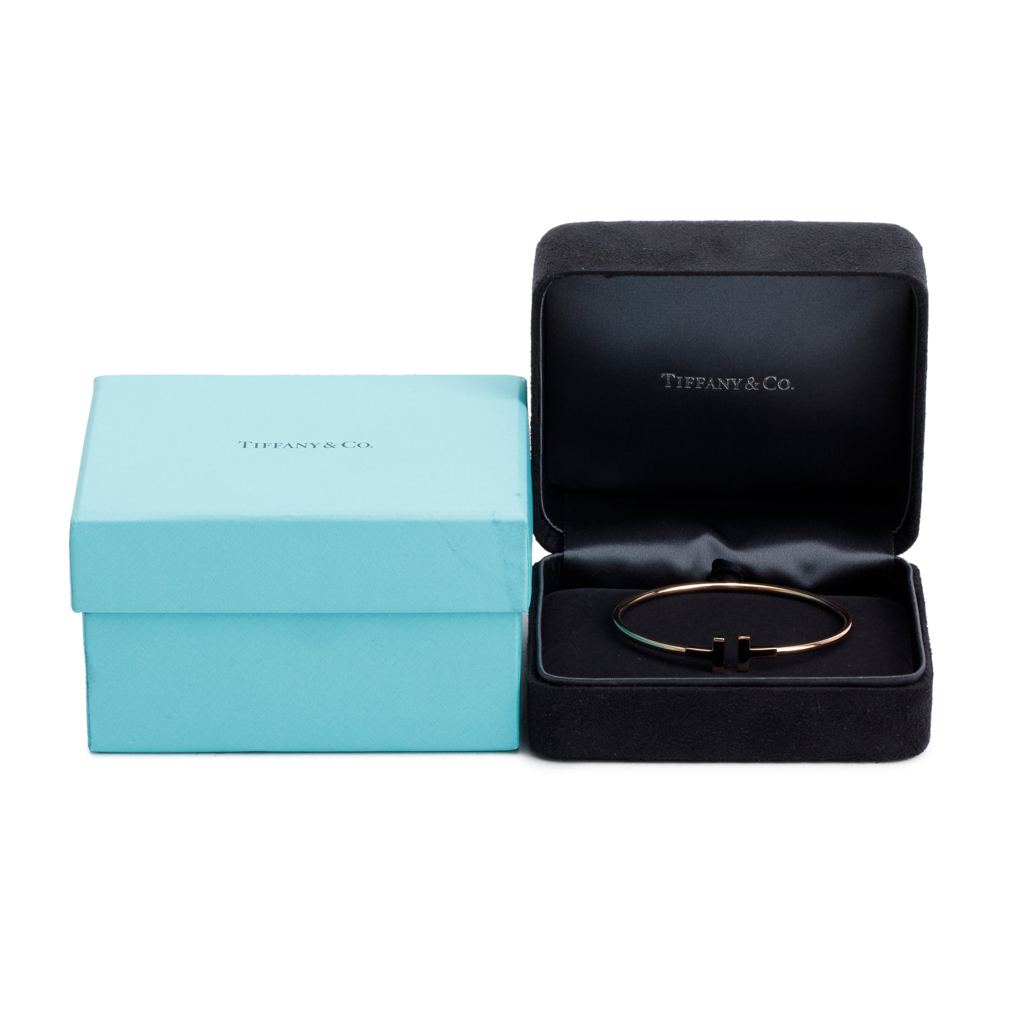 Tiffany & Co. 18k Rose Gold T Wire Bracelet w/ Box & Receipt