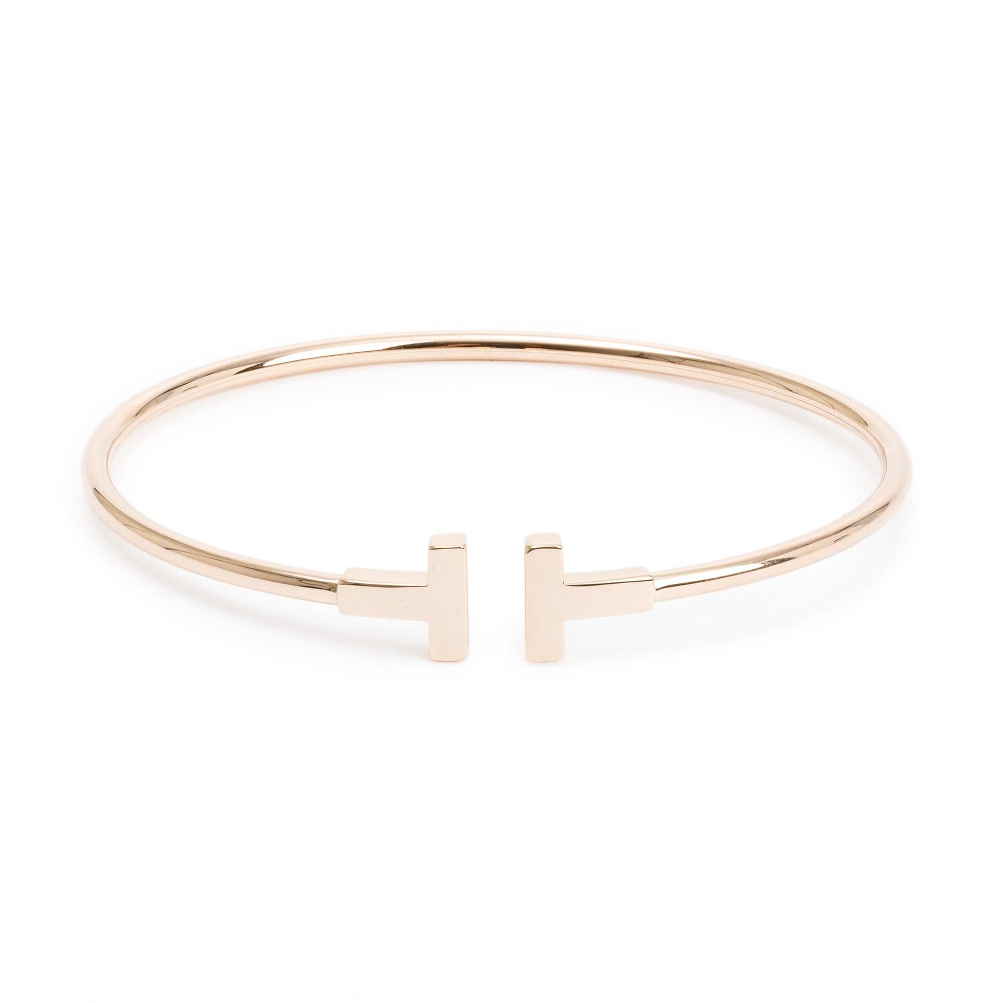 Tiffany & Co. 18k Rose Gold T Wire Bracelet