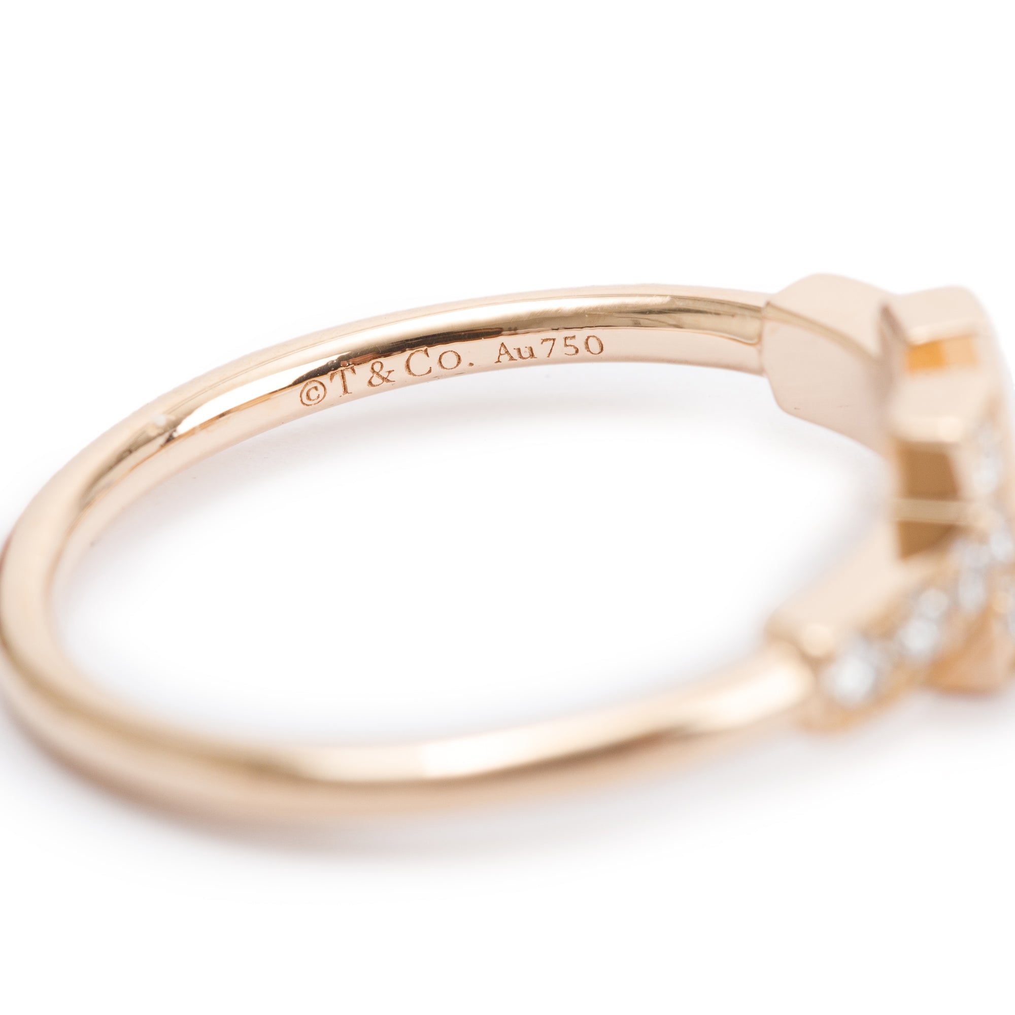 Tiffany & Co. 18k Rose Gold T Wire Diamond Ring, Size 5