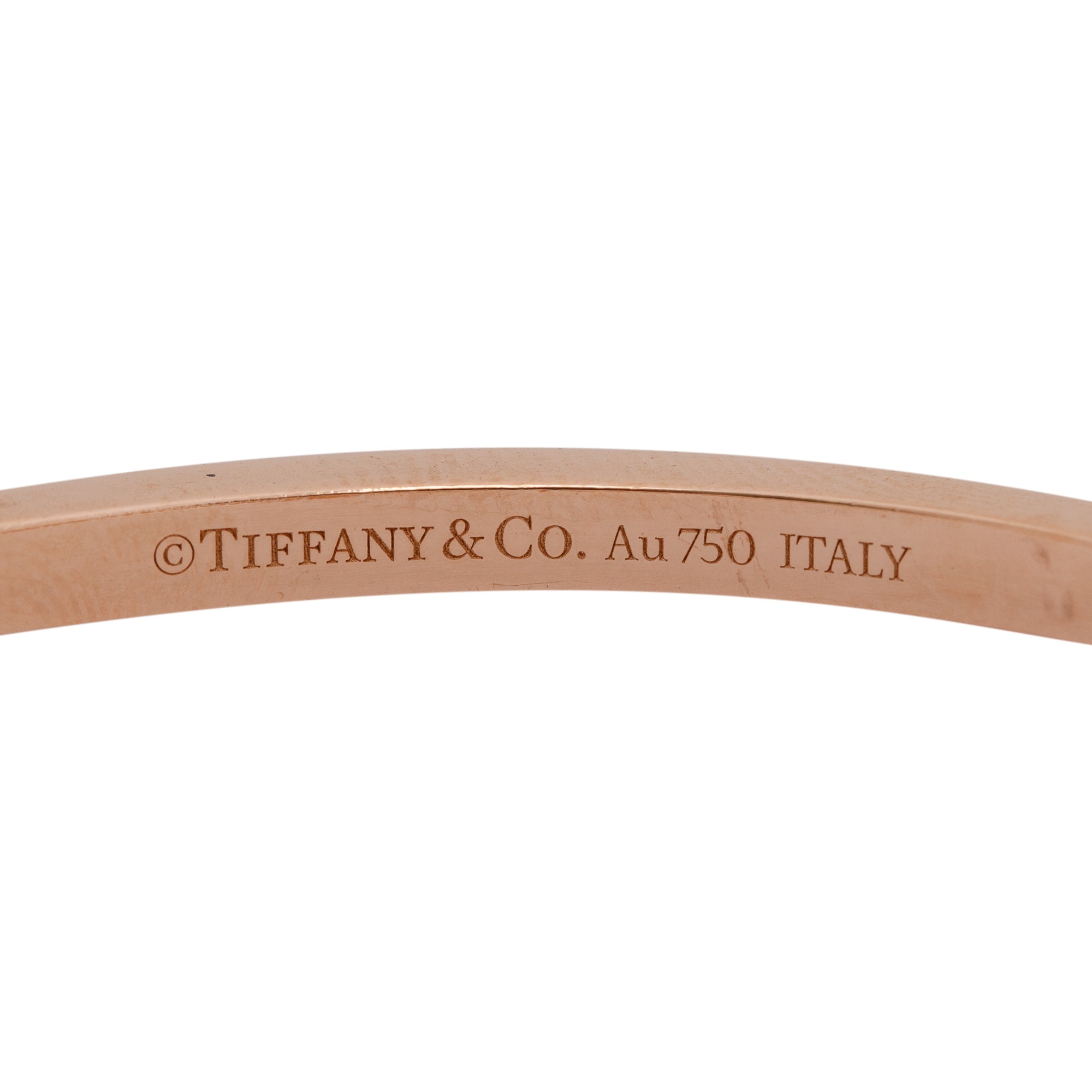 Tiffany & Co. 18k Rose Gold T1 Narrow Hinged Bangle Bracelet w/ Box