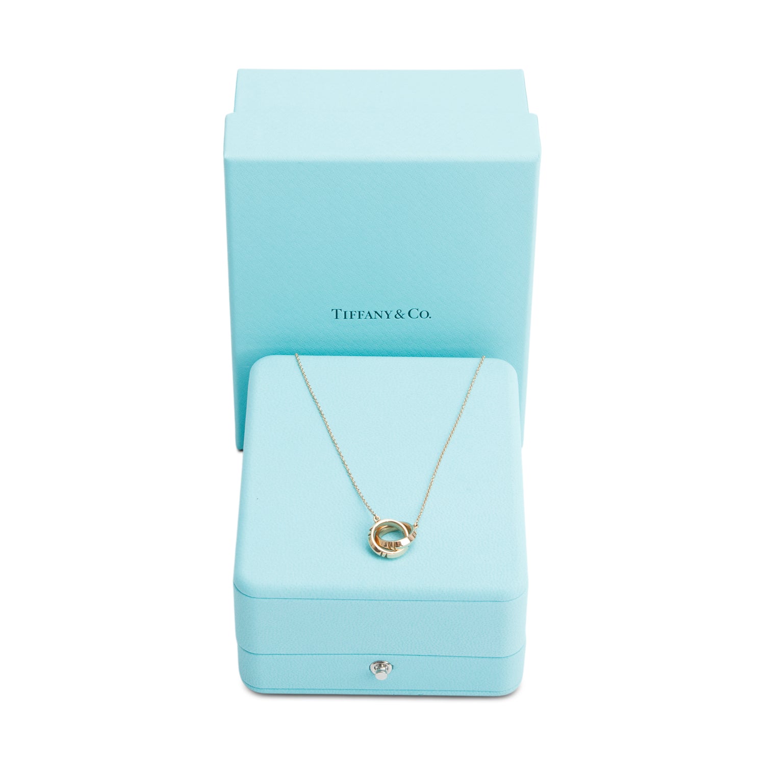 Tiffany & Co. 18k Rose Gold X Interlocking Pendant Necklace w/ Box