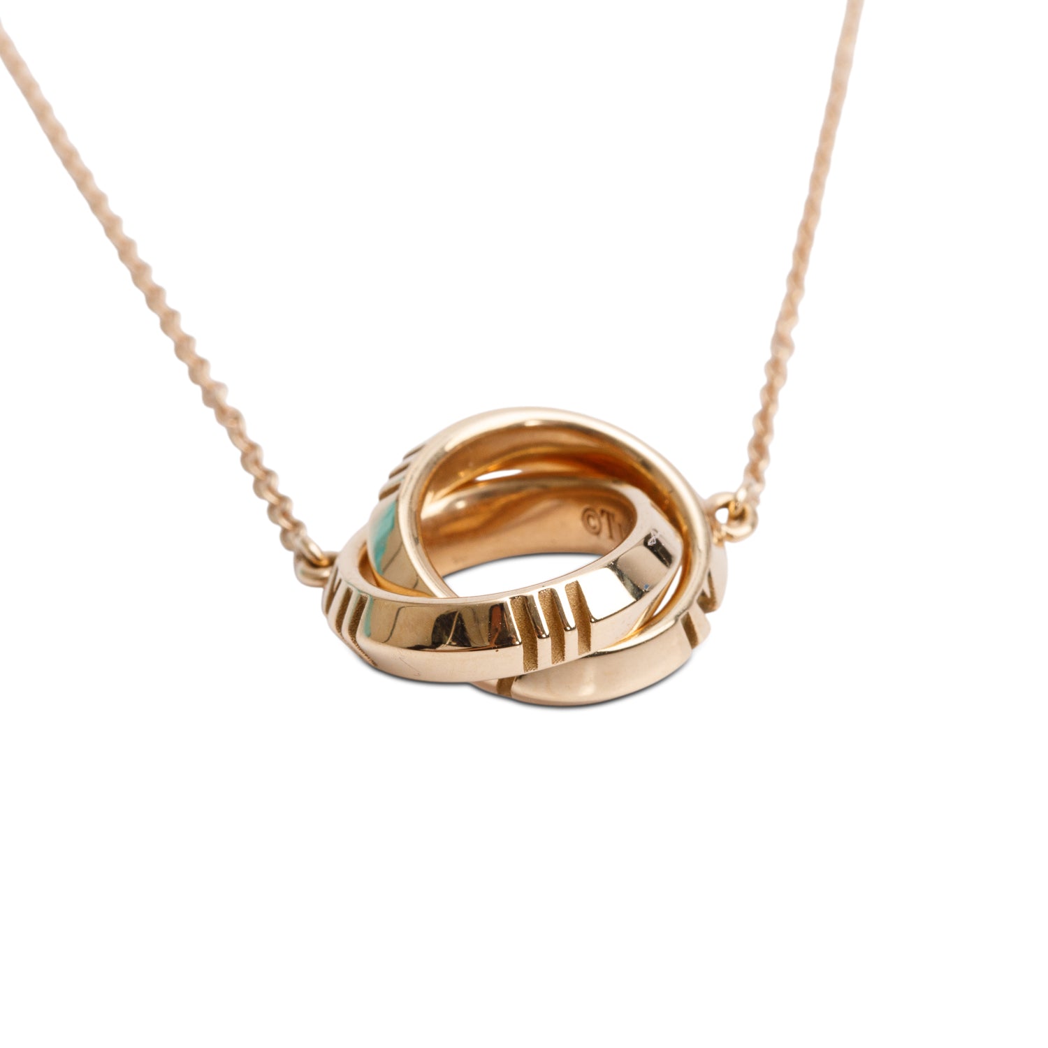 Tiffany & Co. 18k Rose Gold X Interlocking Pendant Necklace w/ Box