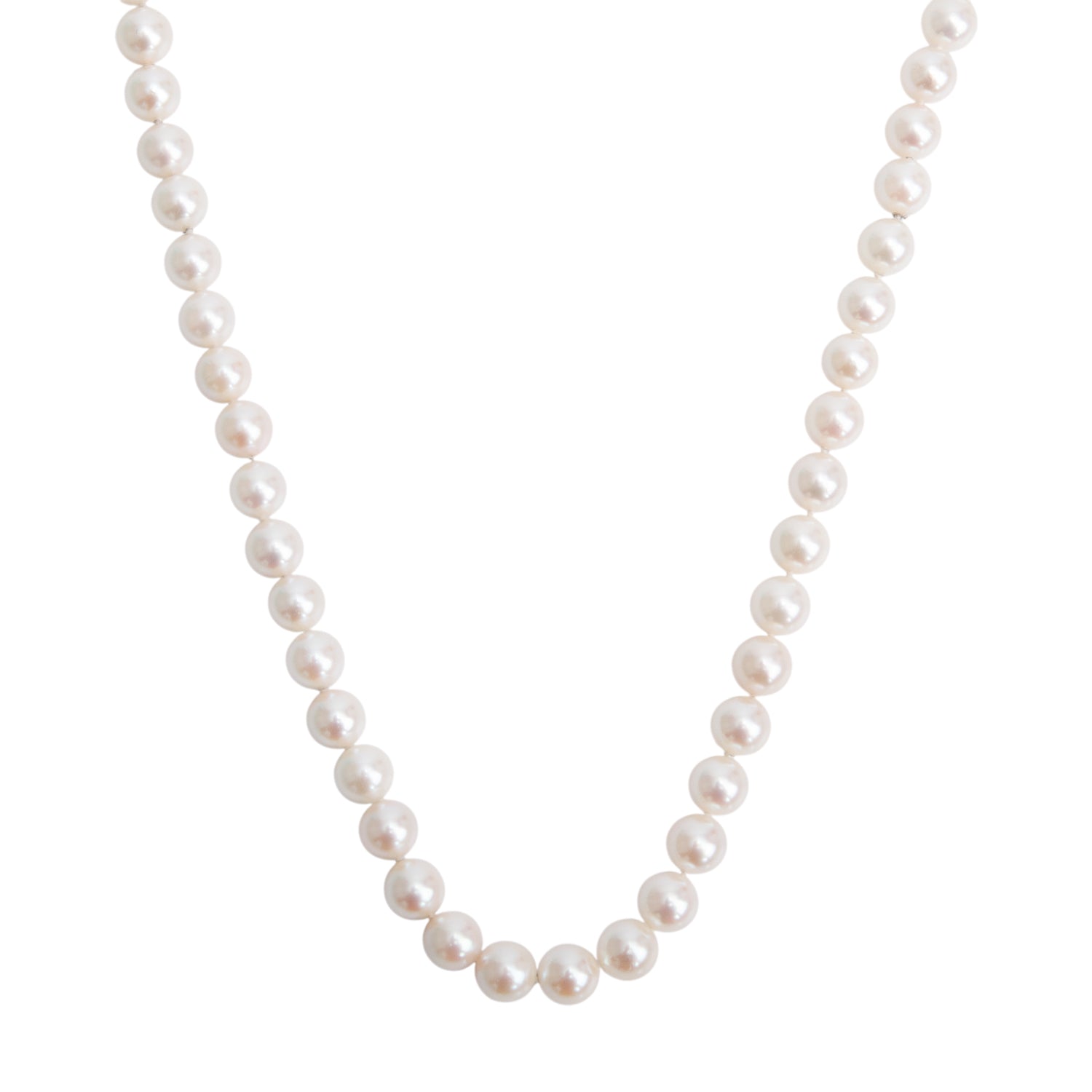 Tiffany & Co. 18k White Gold 6.5-7 MM Akoya Cultured Pearl Necklace w/ Box