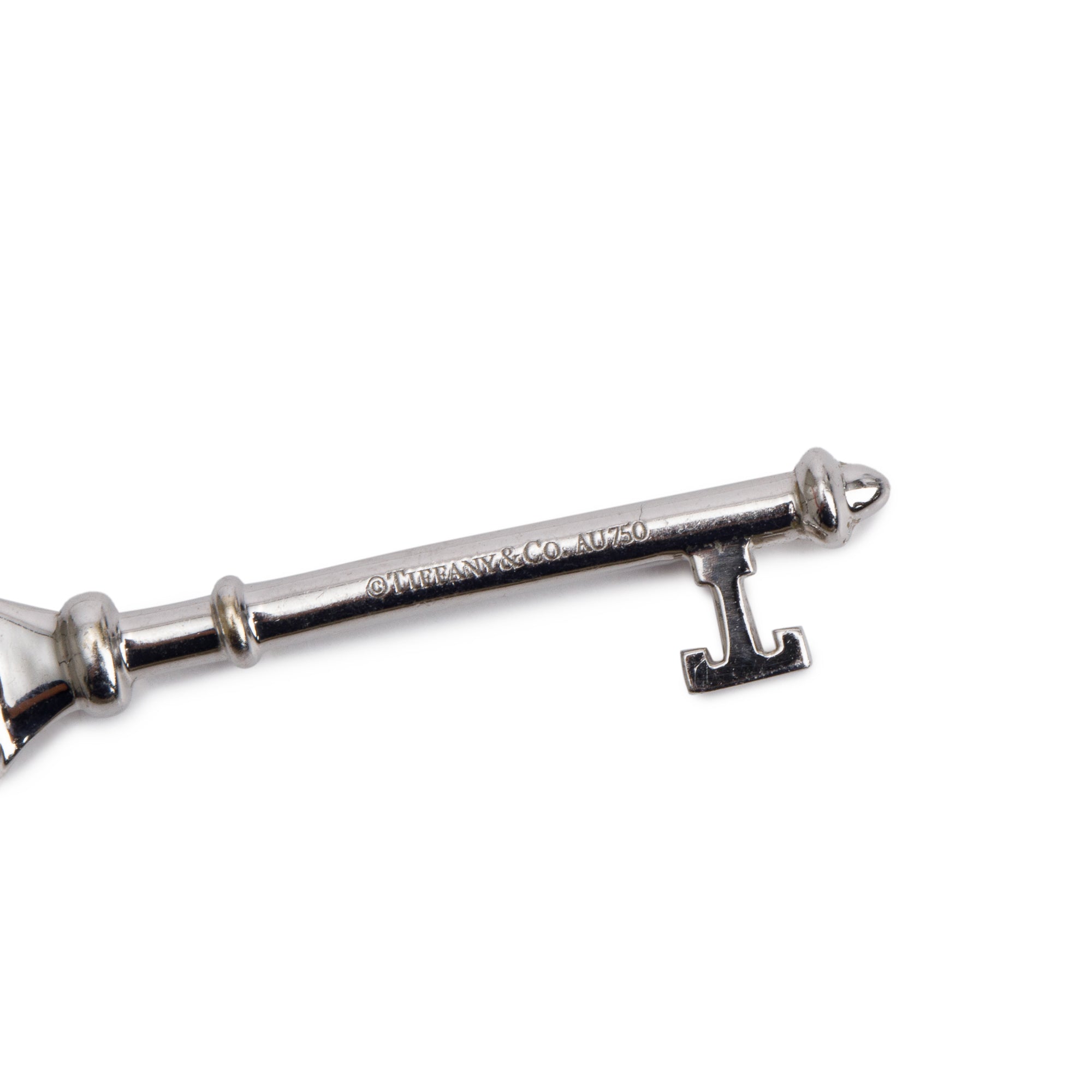 Tiffany & Co. 18k White Gold Aquamarine & Diamond Daisy Key Pendant Necklace w/ Box