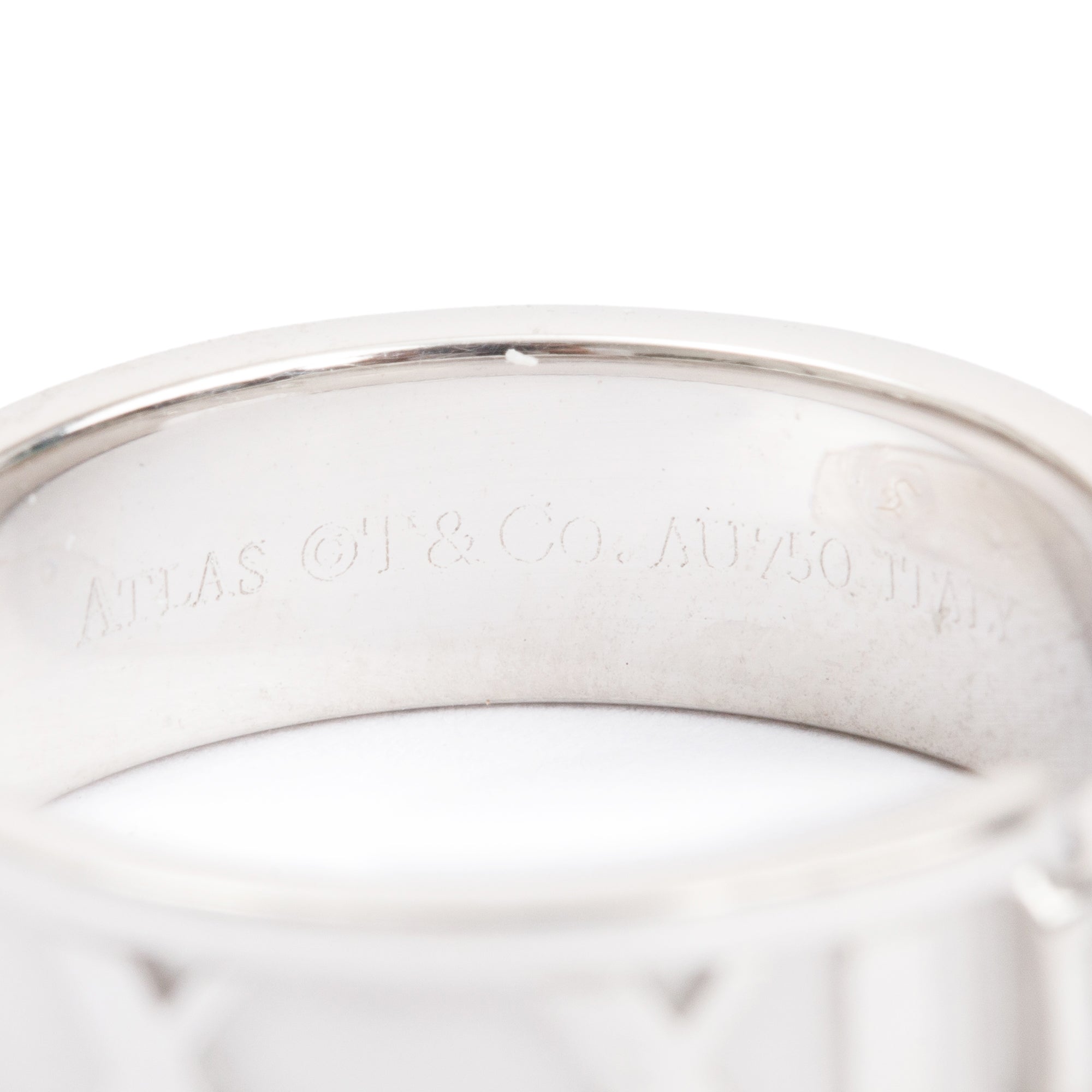 Tiffany & Co. 18k White Gold Atlas Ring with Diamonds, Size 5.5