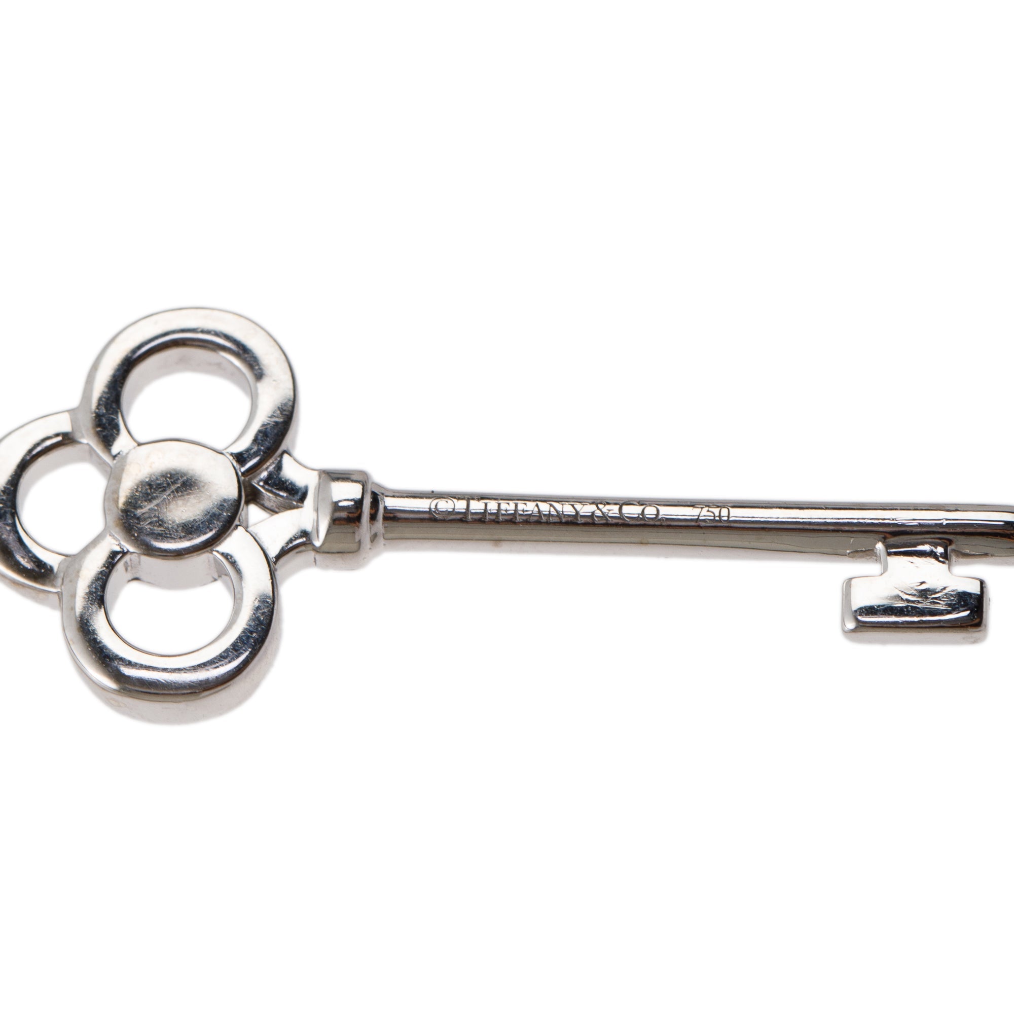 Tiffany & Co. 18k White Gold & Diamond Crown Key Pendant Necklace