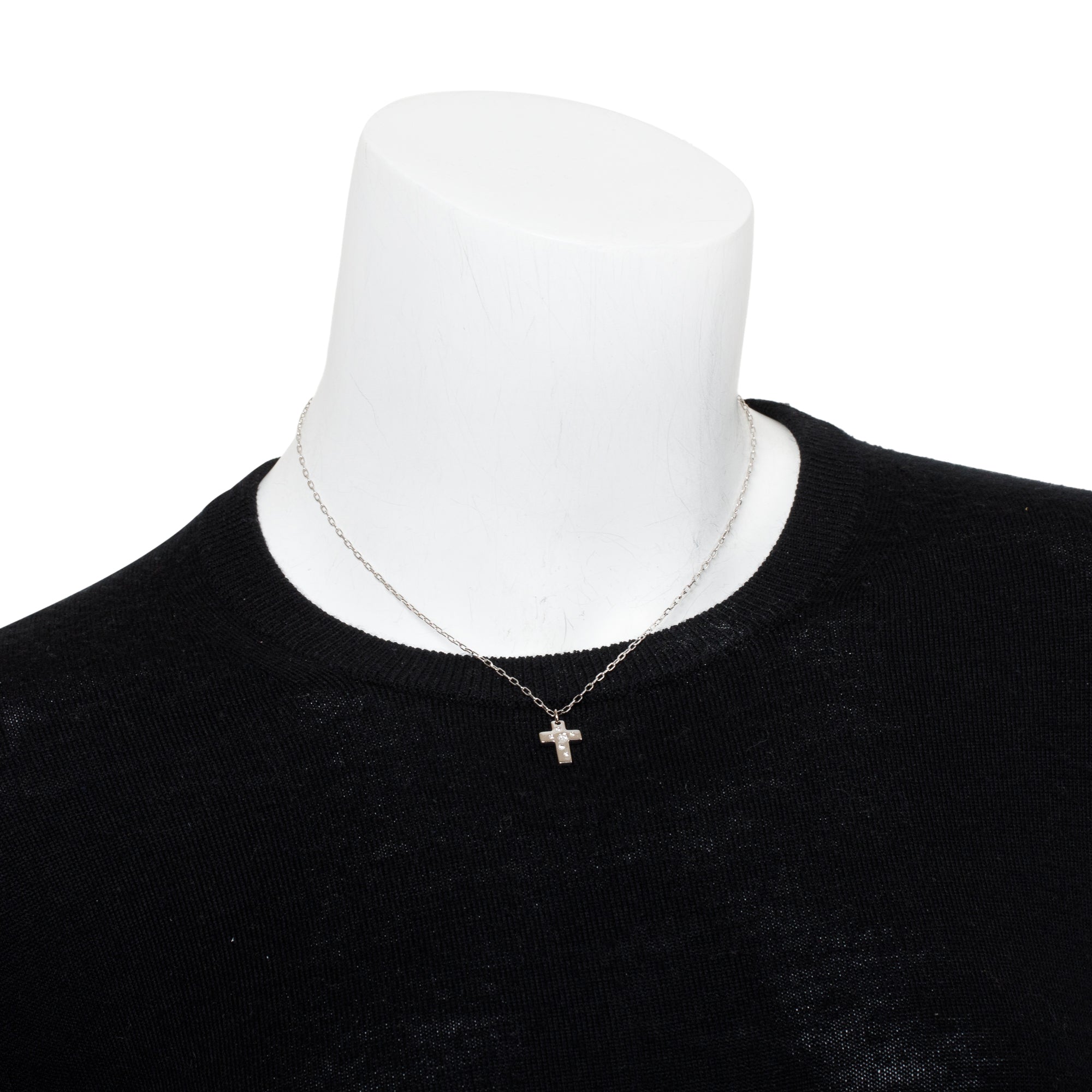Tiffany & Co. 18k White Gold Diamond Etoile Cross Pendant Necklace w/ Box