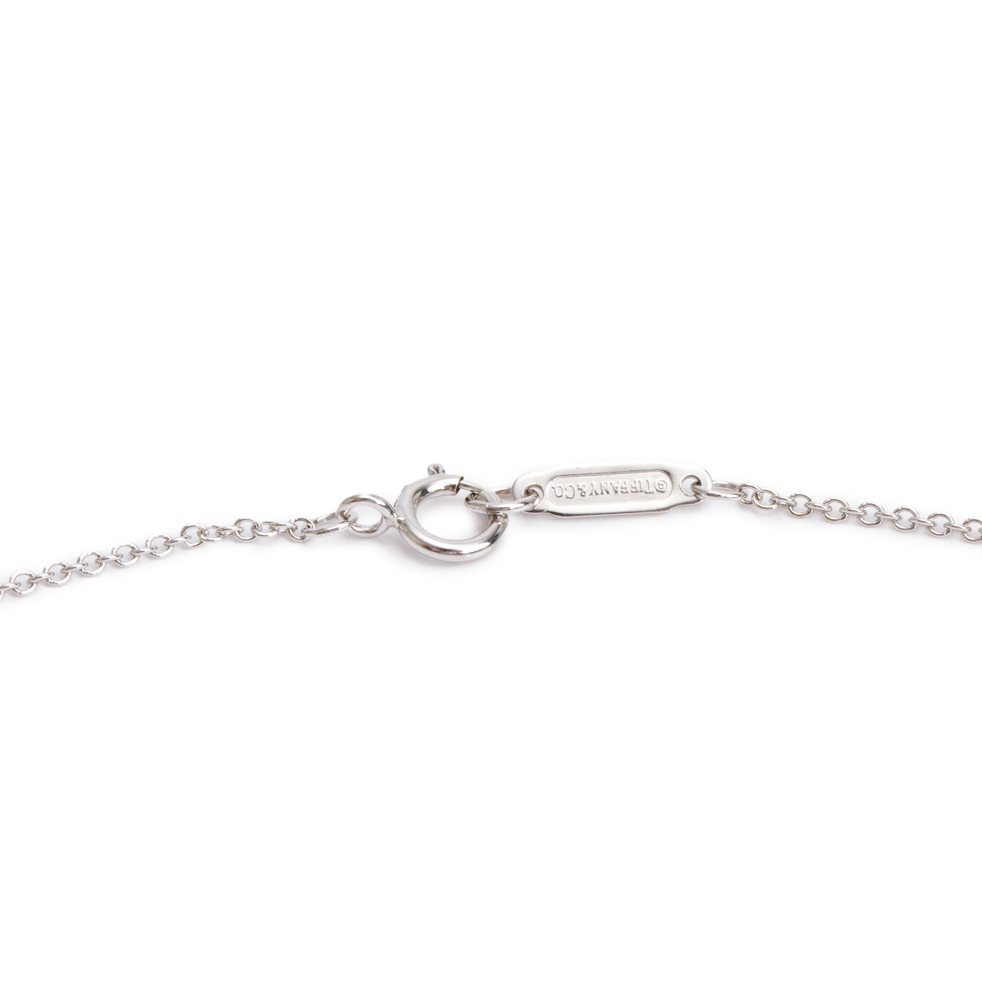Tiffany & Co. 18k White Gold Diamond Heart Key Pendant w/ Box