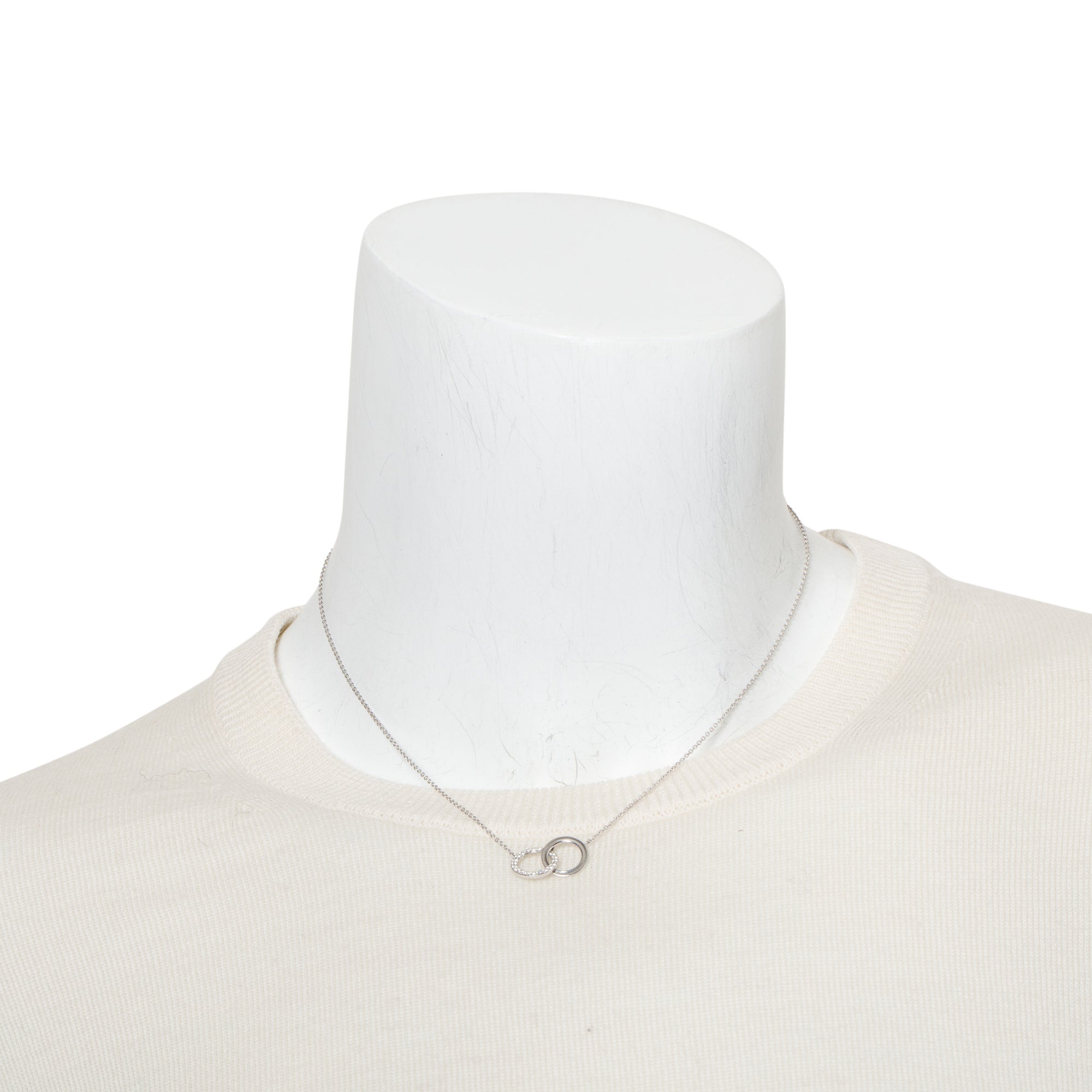 Tiffany & Co. 18k White Gold Diamond Interlocking Circles Pendant Necklace w/ Box