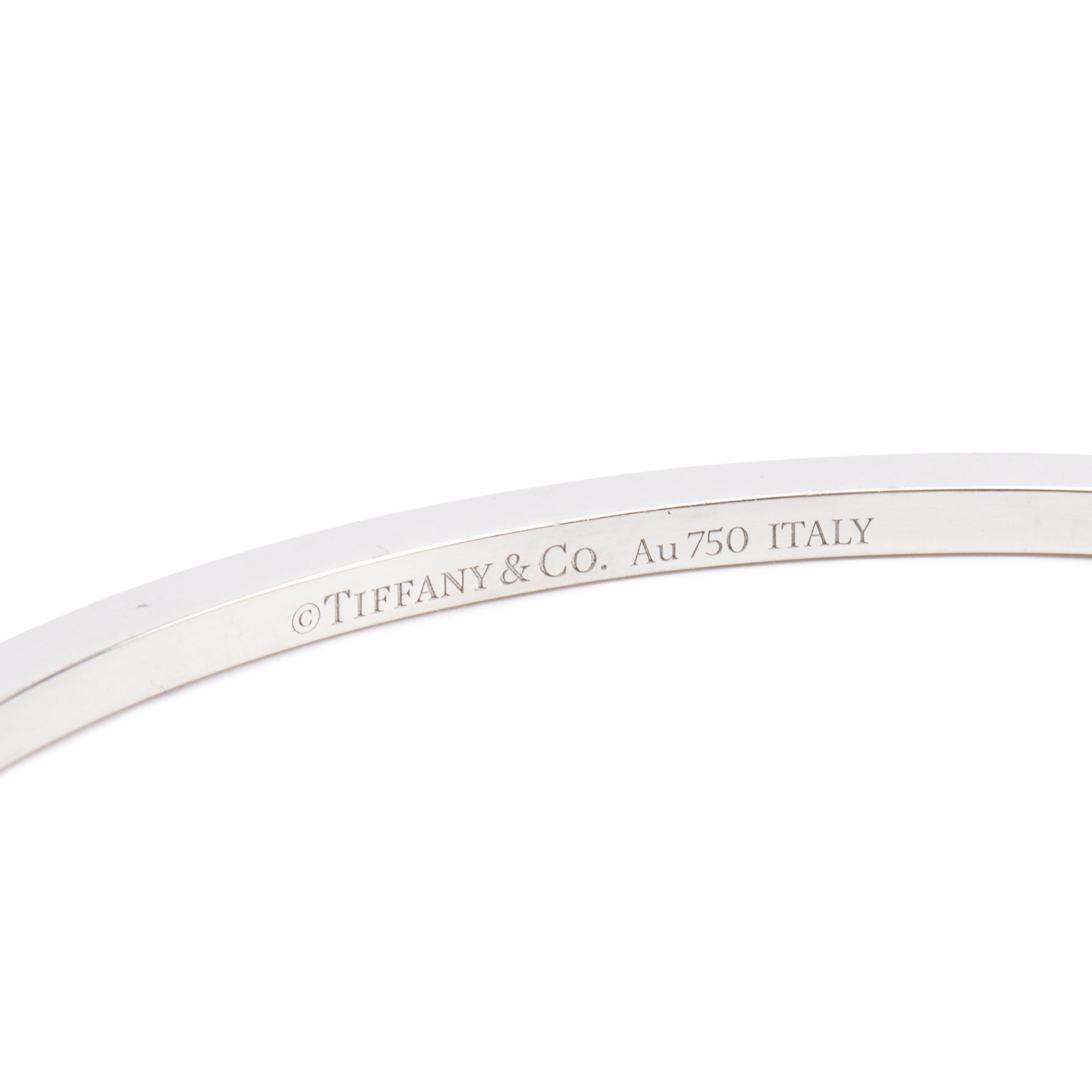 Tiffany & Co. 18k White Gold & Diamond T Hinged Wire Bracelet w/ Box