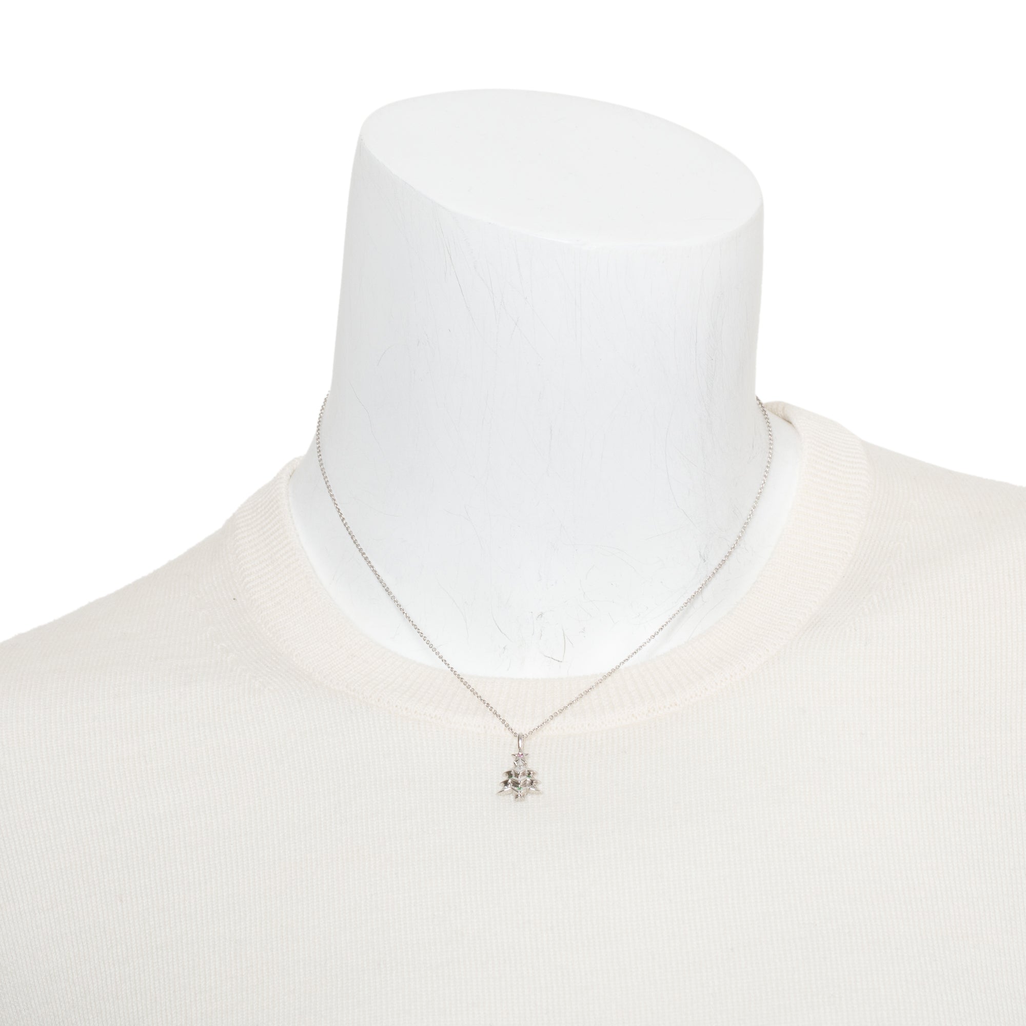 Tiffany & Co. 18k White Gold Diamond, Tsavorite & Sapphire Christmas Tree Pendant Necklace