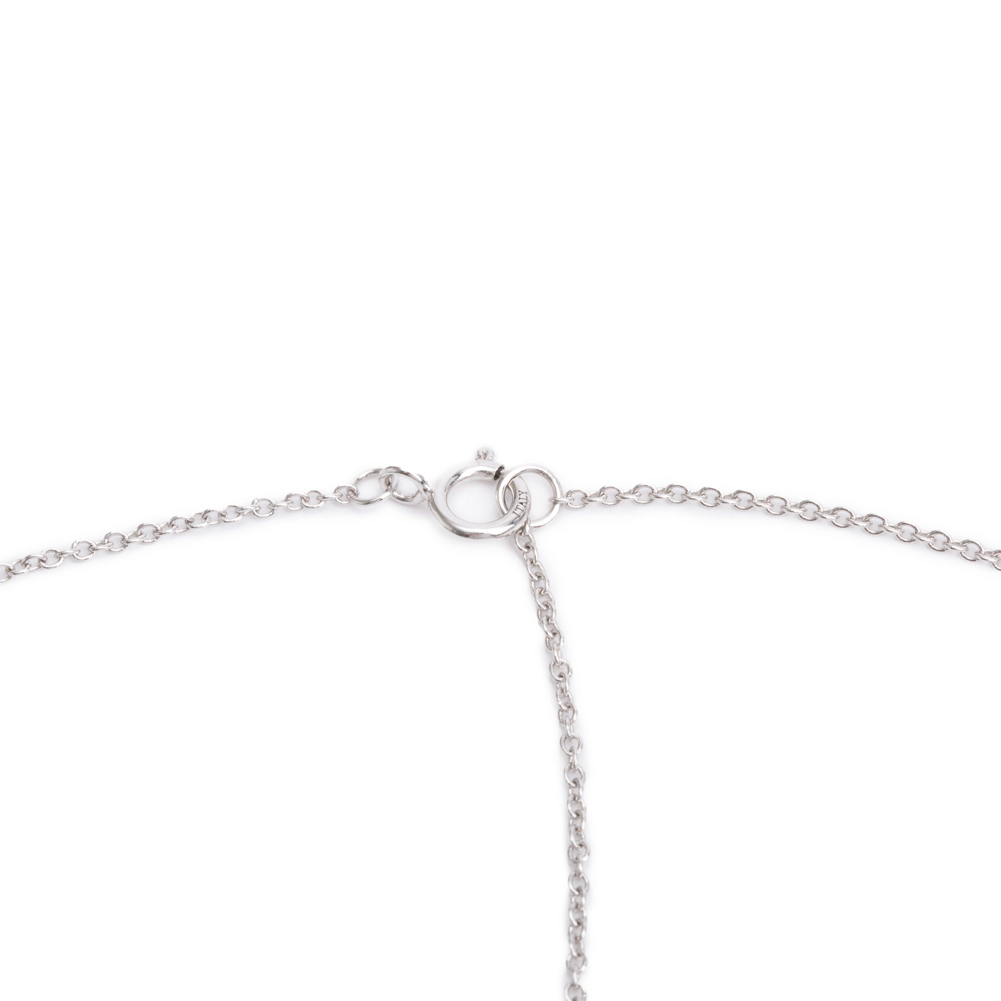 Tiffany & Co. 18k White Gold Diamond & Turquoise 16 MM T Circle Pendant Necklace w/ Box