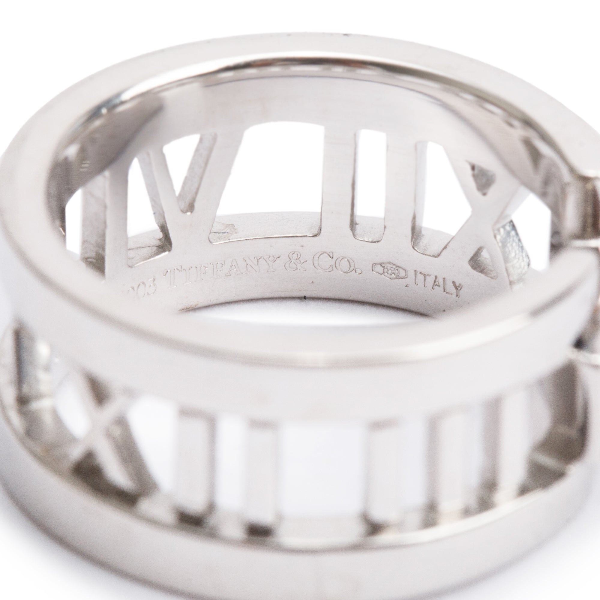 Tiffany & Co. 18k White Gold Diamond Wide Atlas Open Ring, Size 4