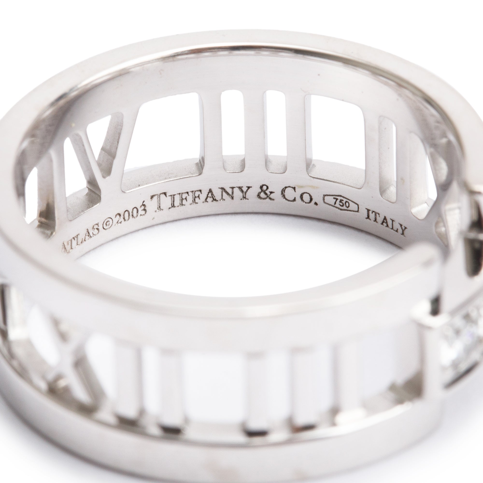 Tiffany & Co. 18k White Gold Diamond Wide Atlas Open Ring, Size 7.5