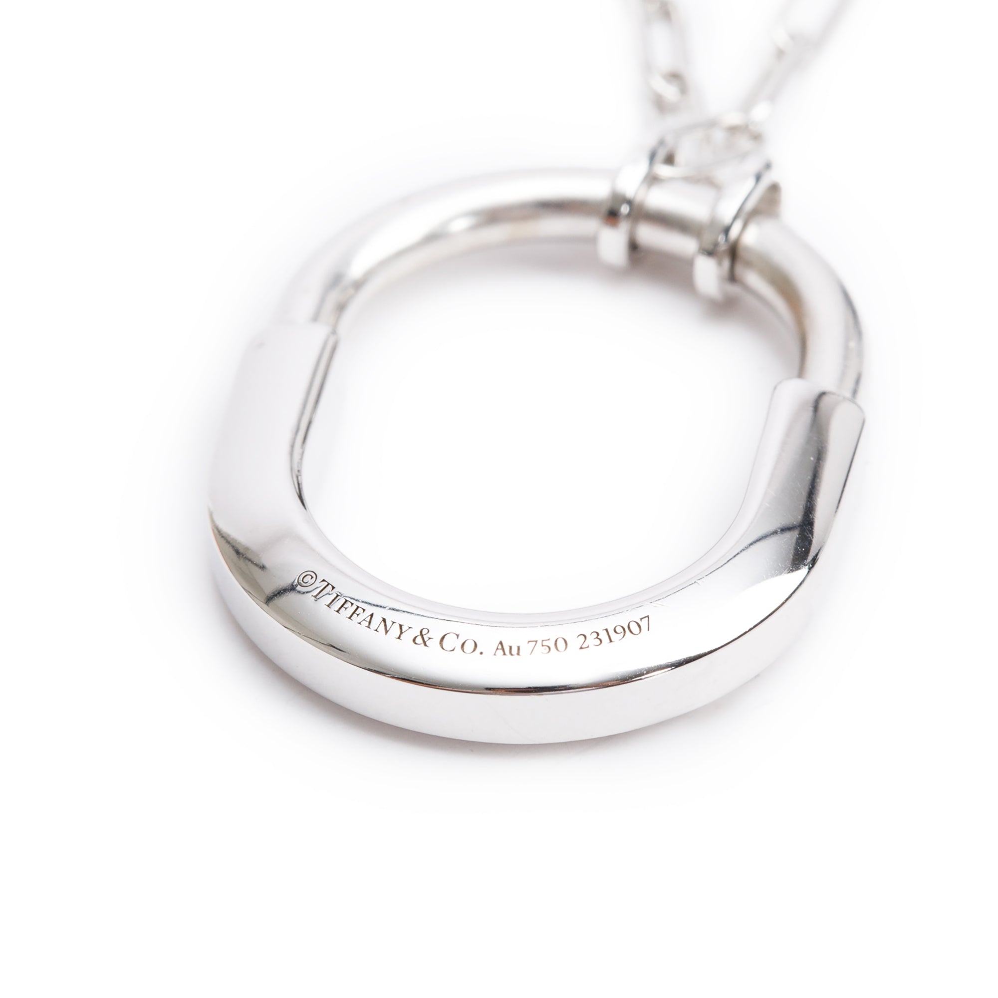 Tiffany & Co. 18k White Gold Medium Lock Pendant Necklace w/ Box