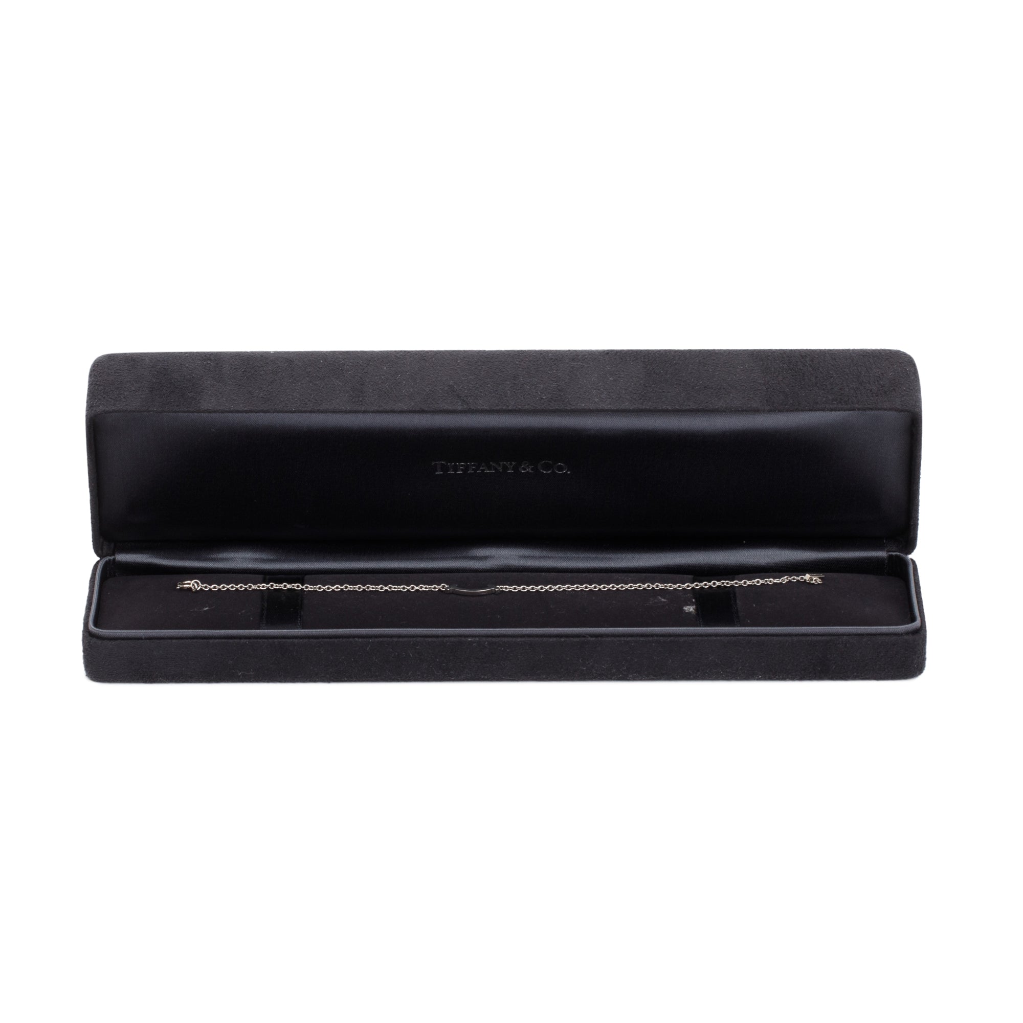 Tiffany & Co. 18k White Gold Mini T Smile Bracelet w/ Box