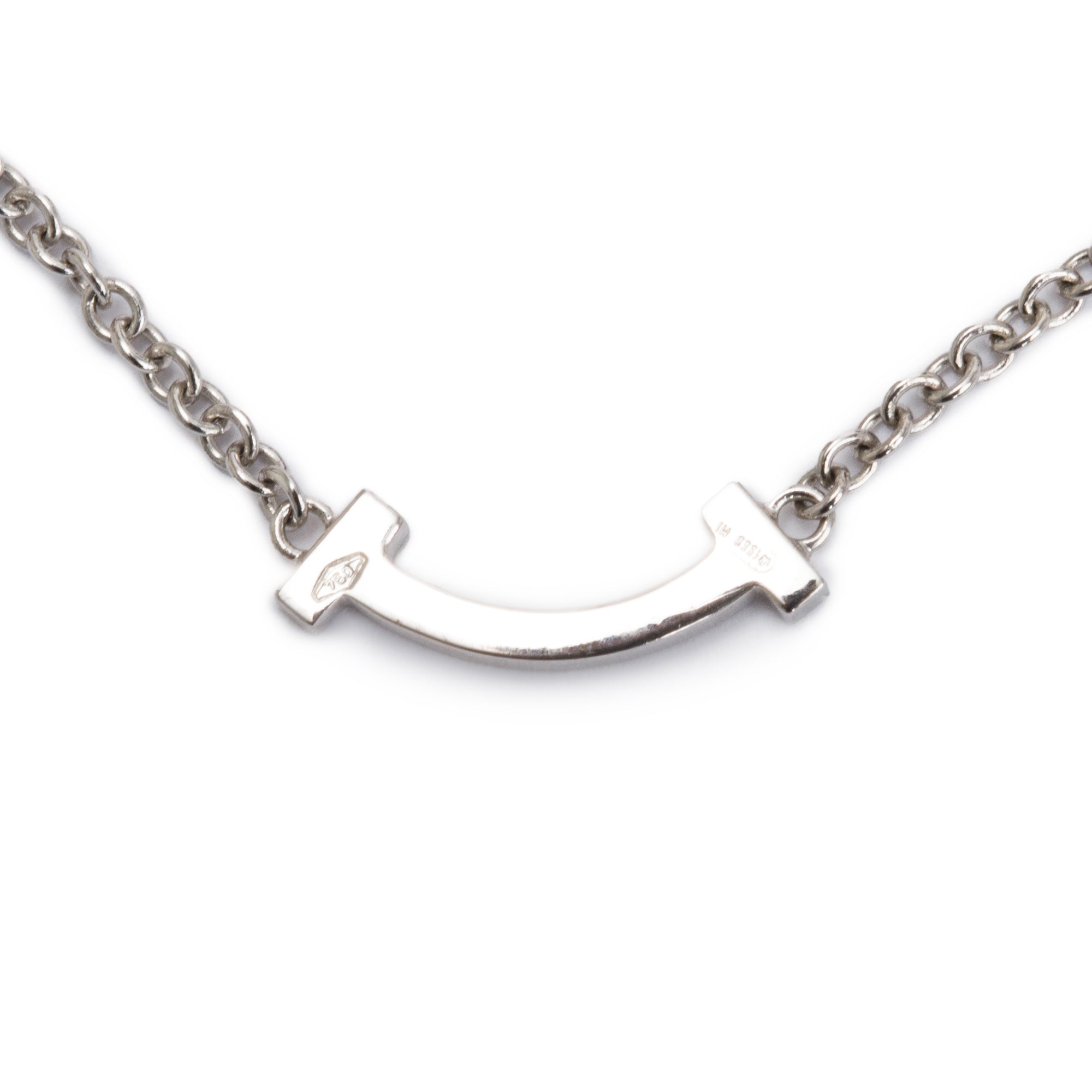 Tiffany & Co. 18k White Gold Mini T Smile Bracelet w/ Box