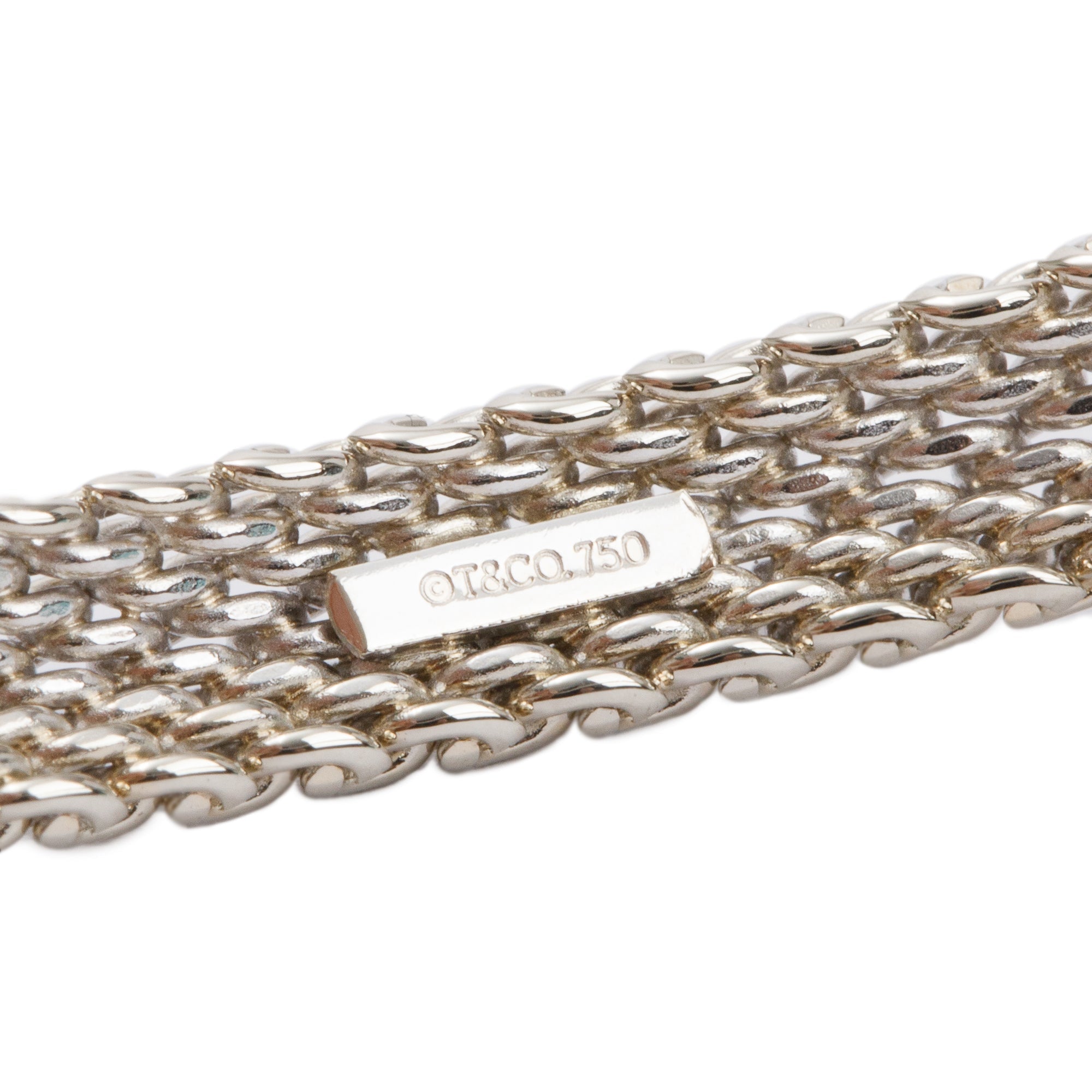 Tiffany & Co. 18k White Gold Narrow Somerset Mesh Bangle w/ Box