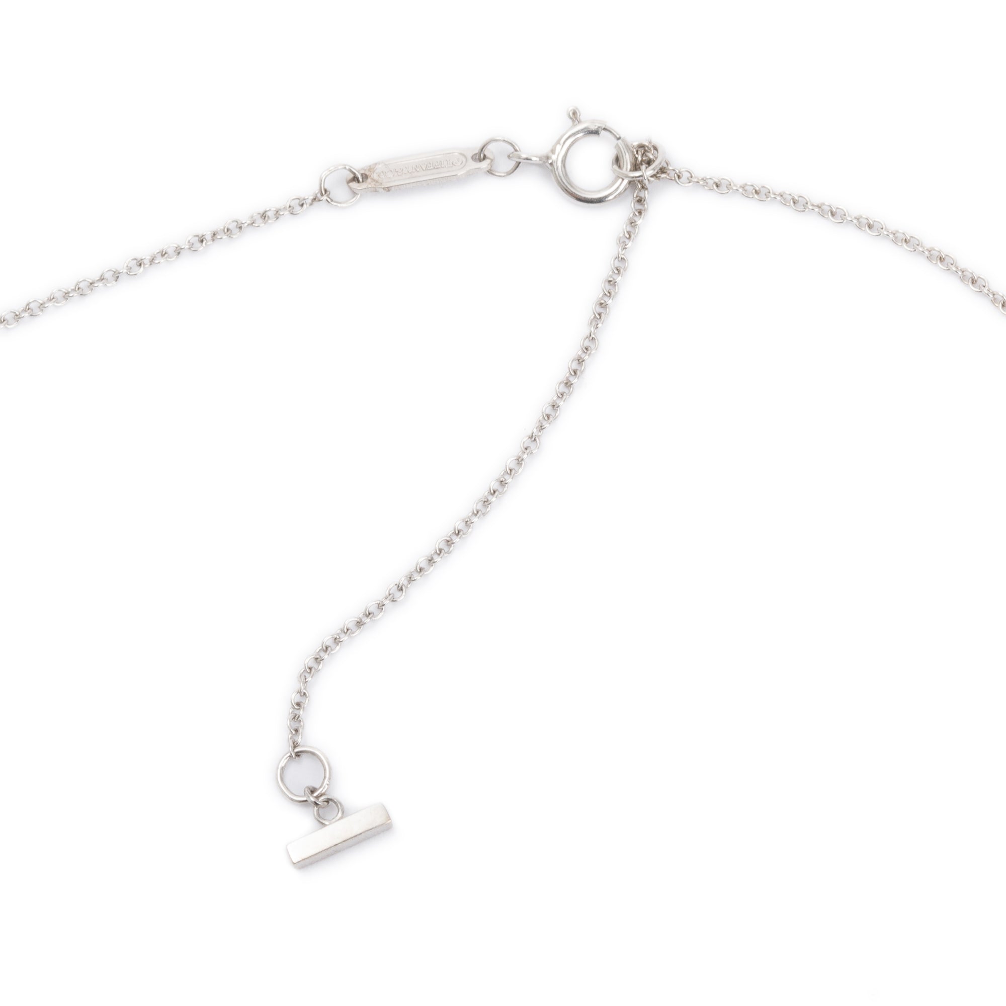 Tiffany & Co. 18k White Gold Small T Smile Pendant Necklace w/ Box