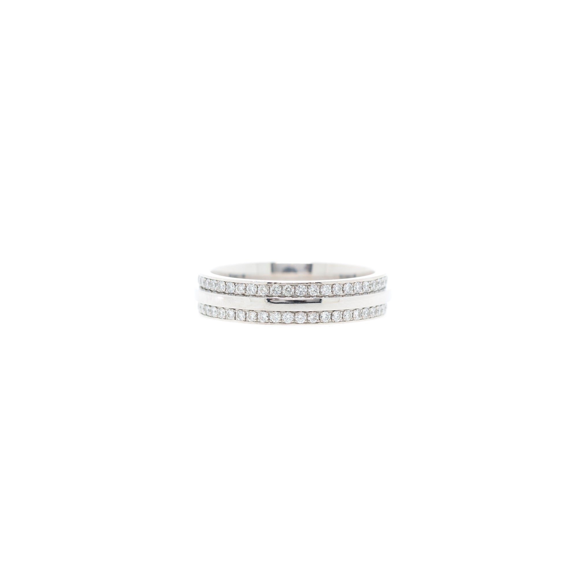 Tiffany & Co. 18k White Gold T Narrow Pave Diamond Ring w/ Box