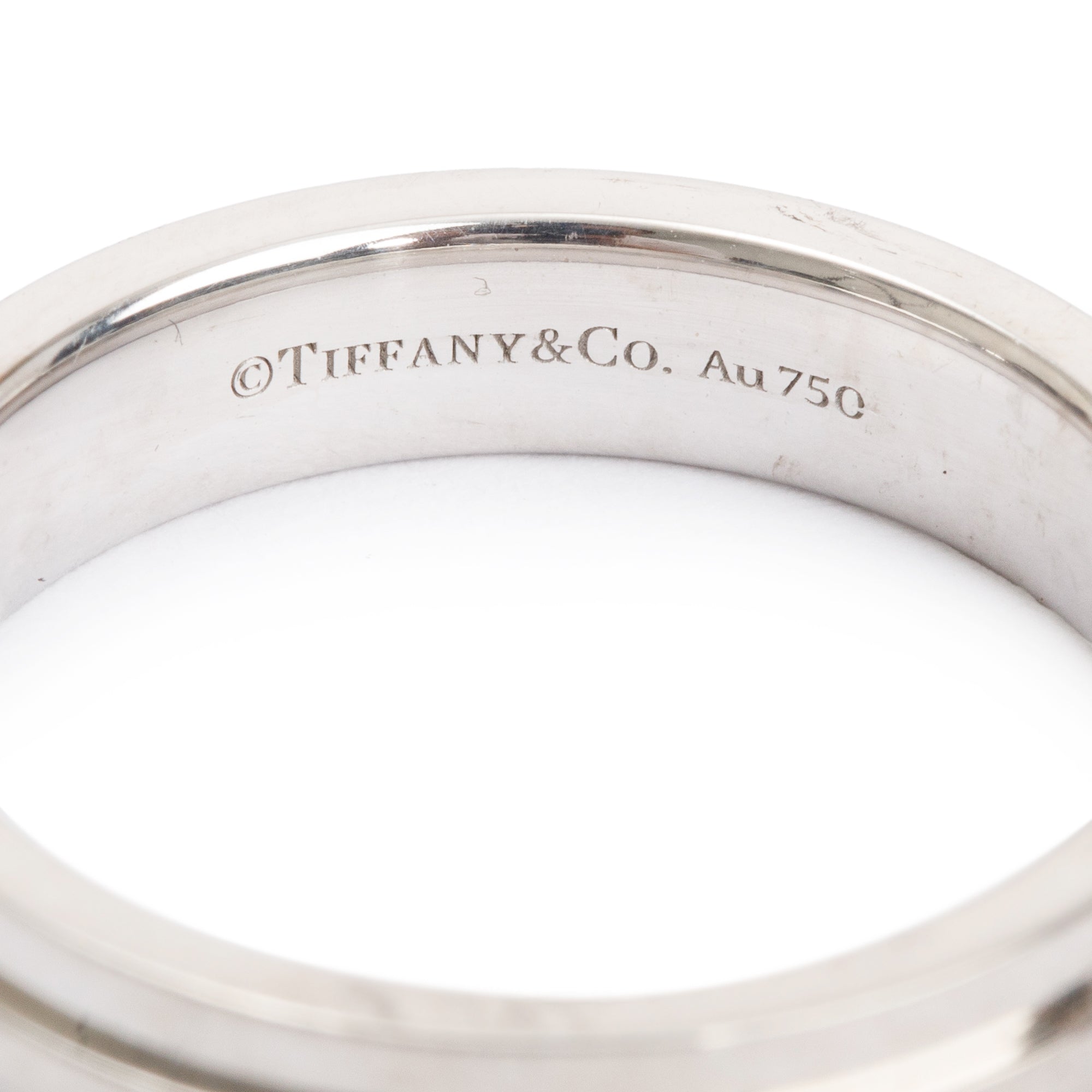 Tiffany & Co. 18k White Gold T Narrow Ring, Size 8.5 w/ Box