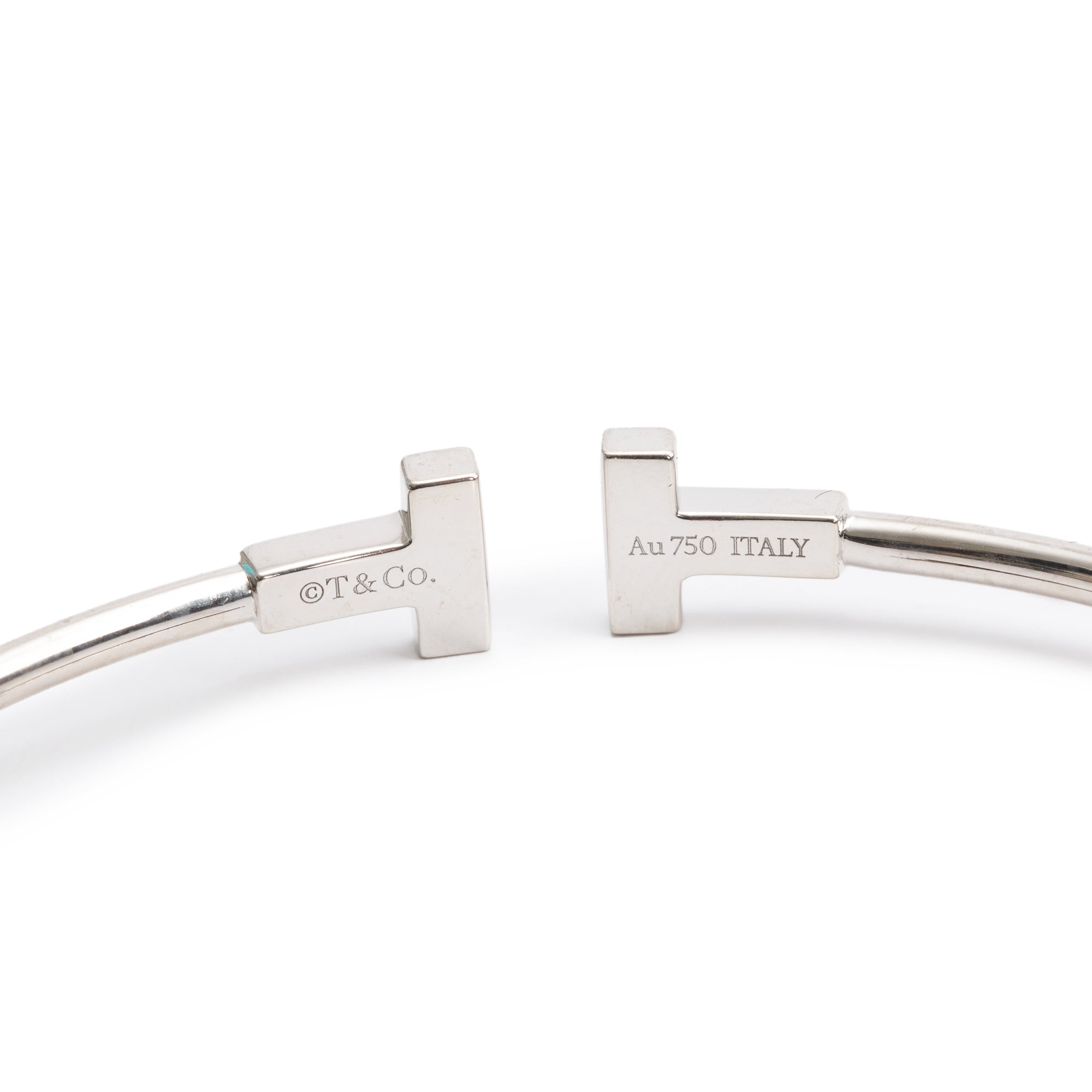 Tiffany & Co. 18k White Gold T Narrow Wire Bracelet w/ Box