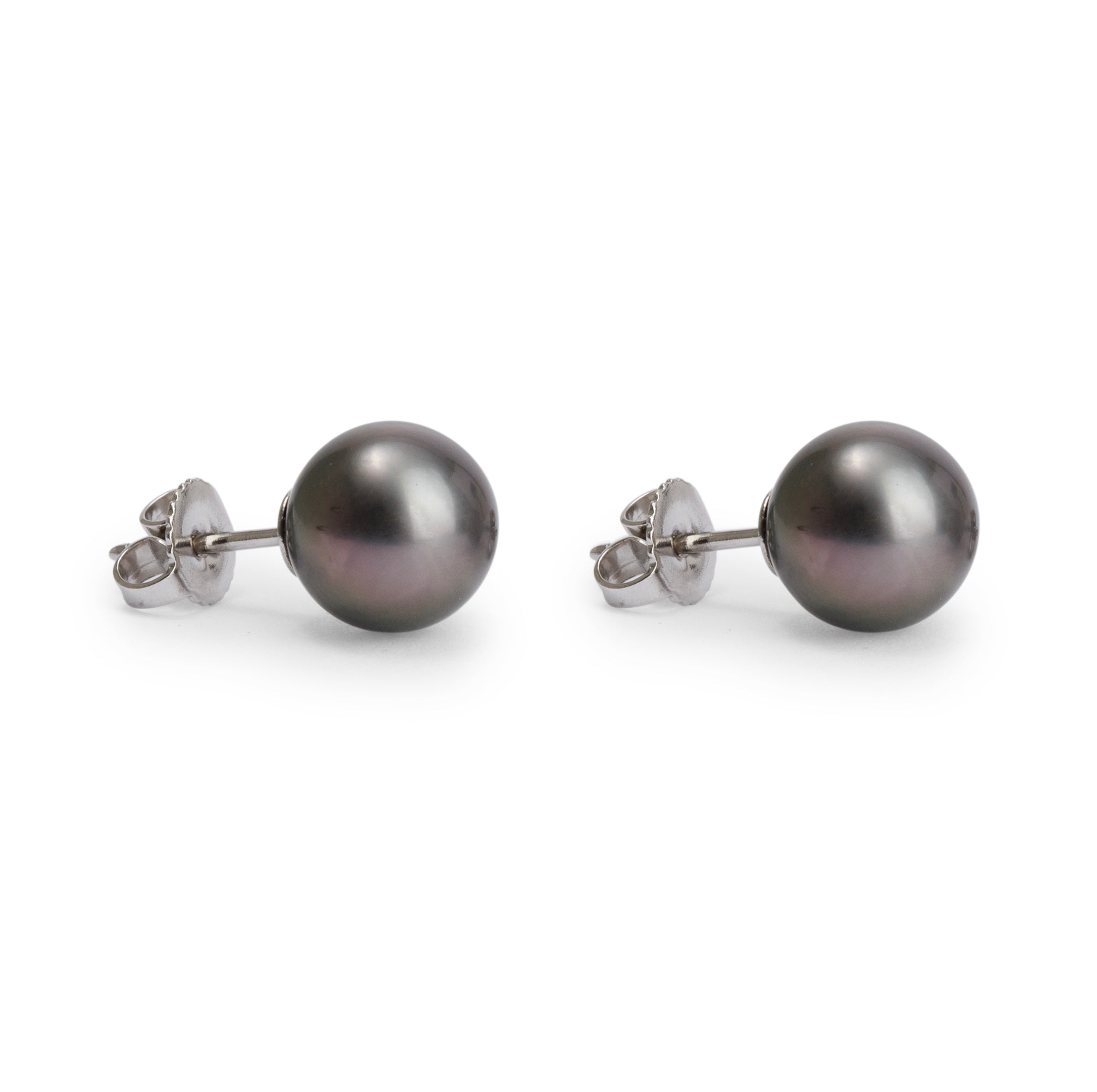 Tiffany & Co. 18k White Gold Tahitian Pearl Stud Earrings w/ Box