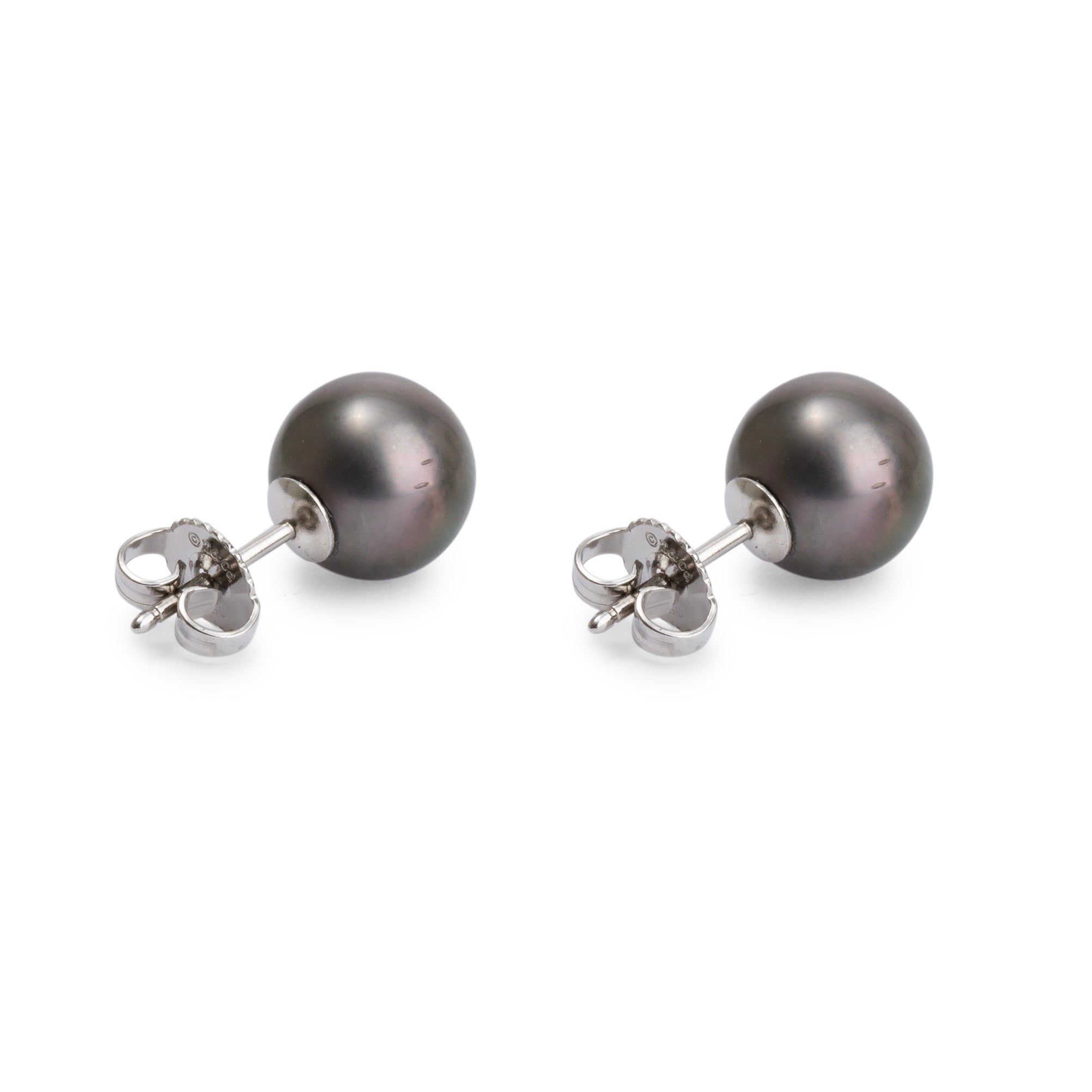 Tiffany & Co. 18k White Gold Tahitian Pearl Stud Earrings w/ Box