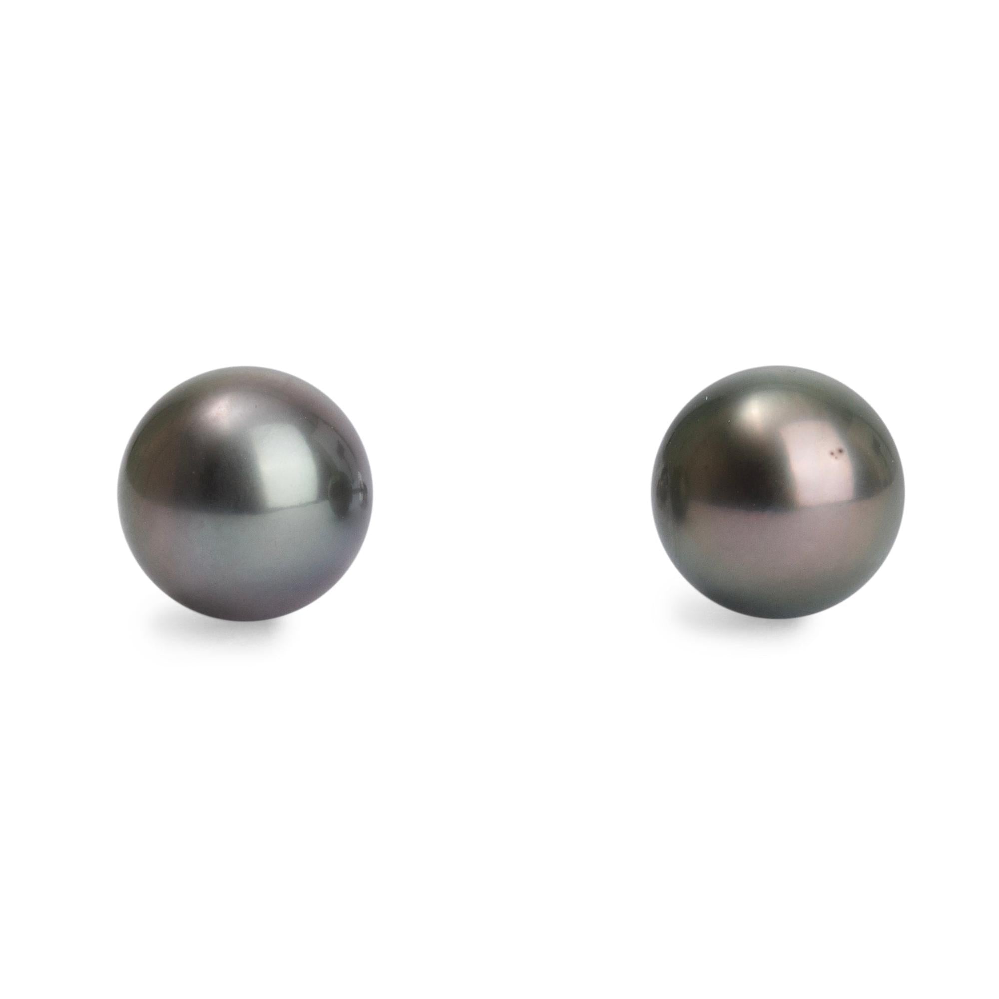 Tiffany & Co. 18k White Gold Tahitian Pearl Stud Earrings w/ Box