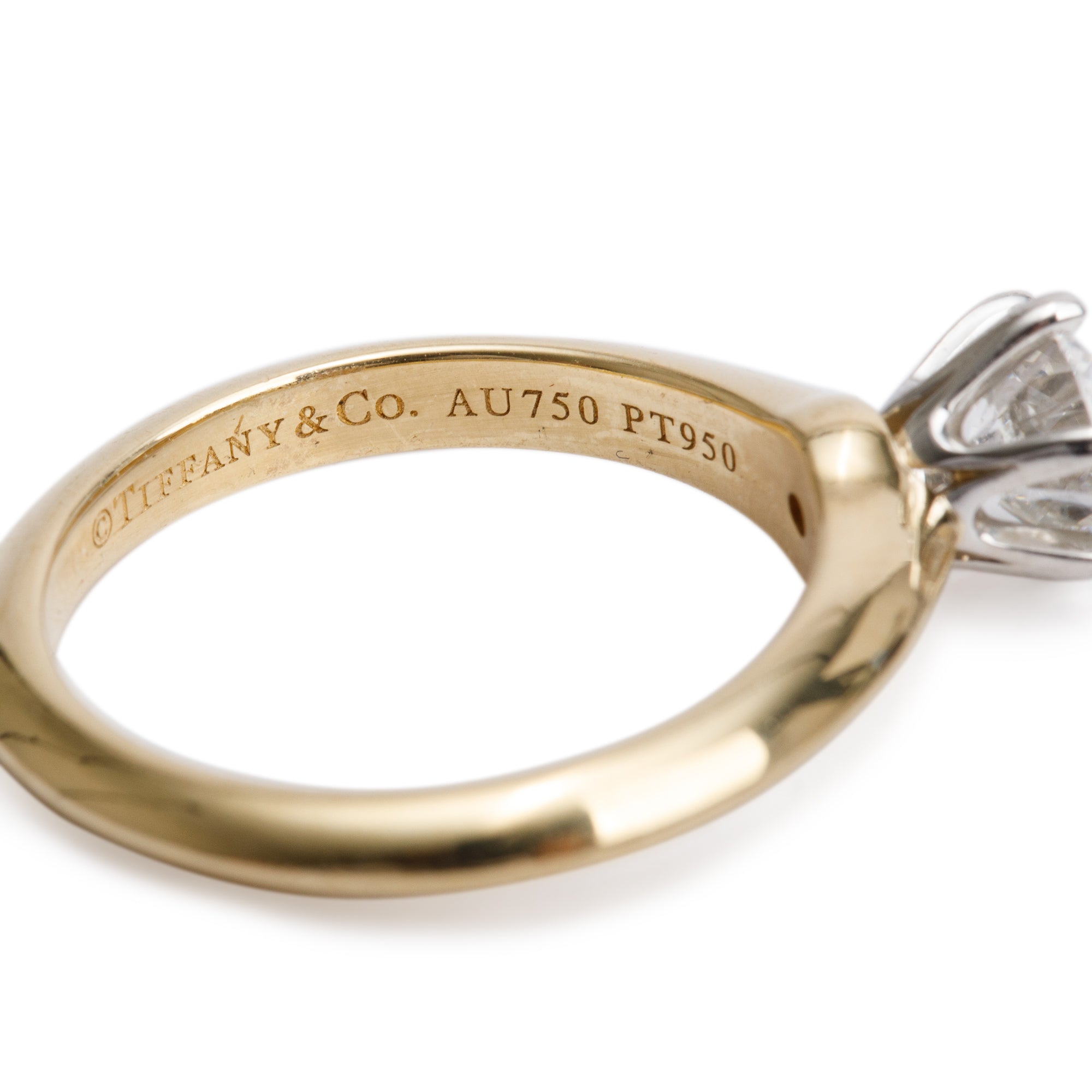 Tiffany & Co. 18k Yellow Gold 0.71 ct. Round Brilliant Cut Diamond Solitaire Engagement Ring, Size 5.5 w/ Box