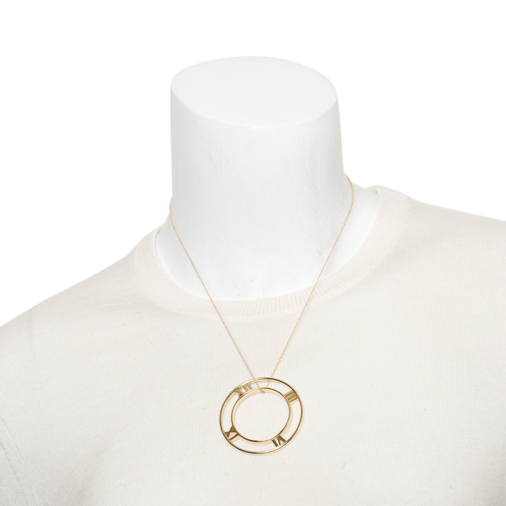 Tiffany & Co. 18k Yellow Gold Atlas Large Open Circle Pendant Necklace w/ Box
