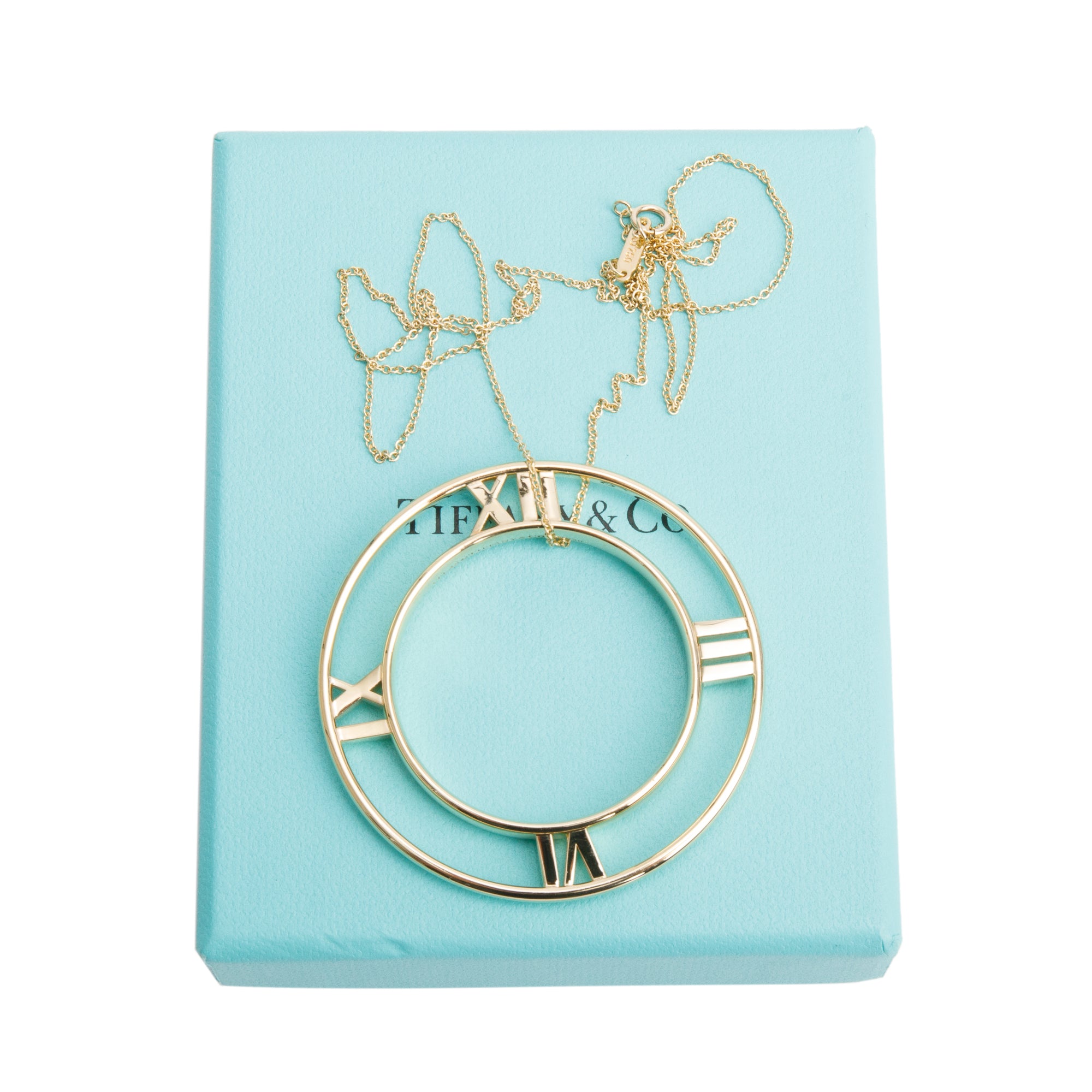 Tiffany & Co. 18k Yellow Gold Atlas Large Open Circle Pendant Necklace w/ Box
