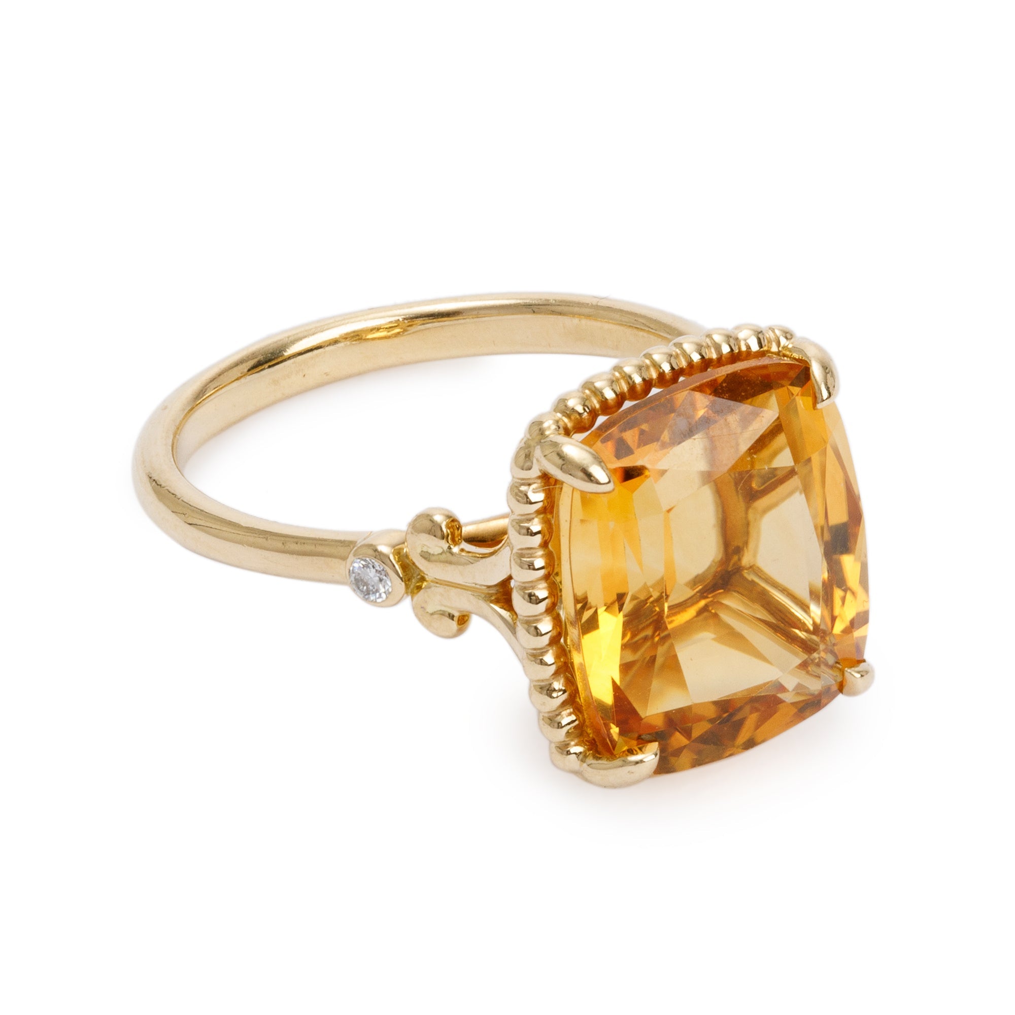 Tiffany & Co. 18k Yellow Gold Citrine & Diamond Cocktail Ring, Size 7