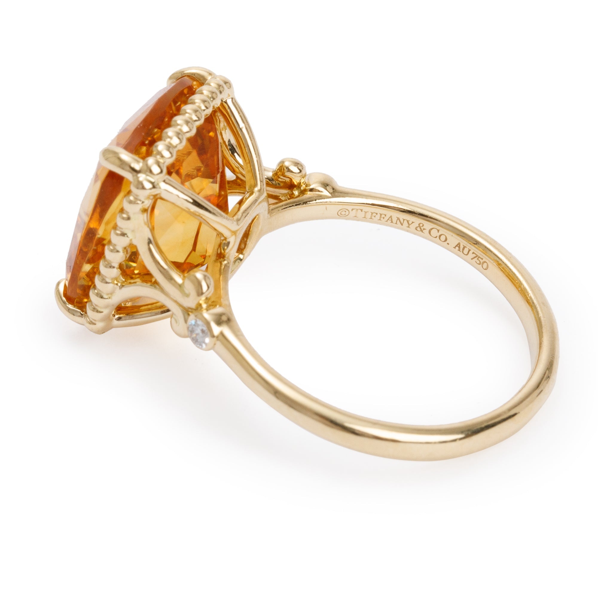 Tiffany & Co. 18k Yellow Gold Citrine & Diamond Cocktail Ring, Size 7